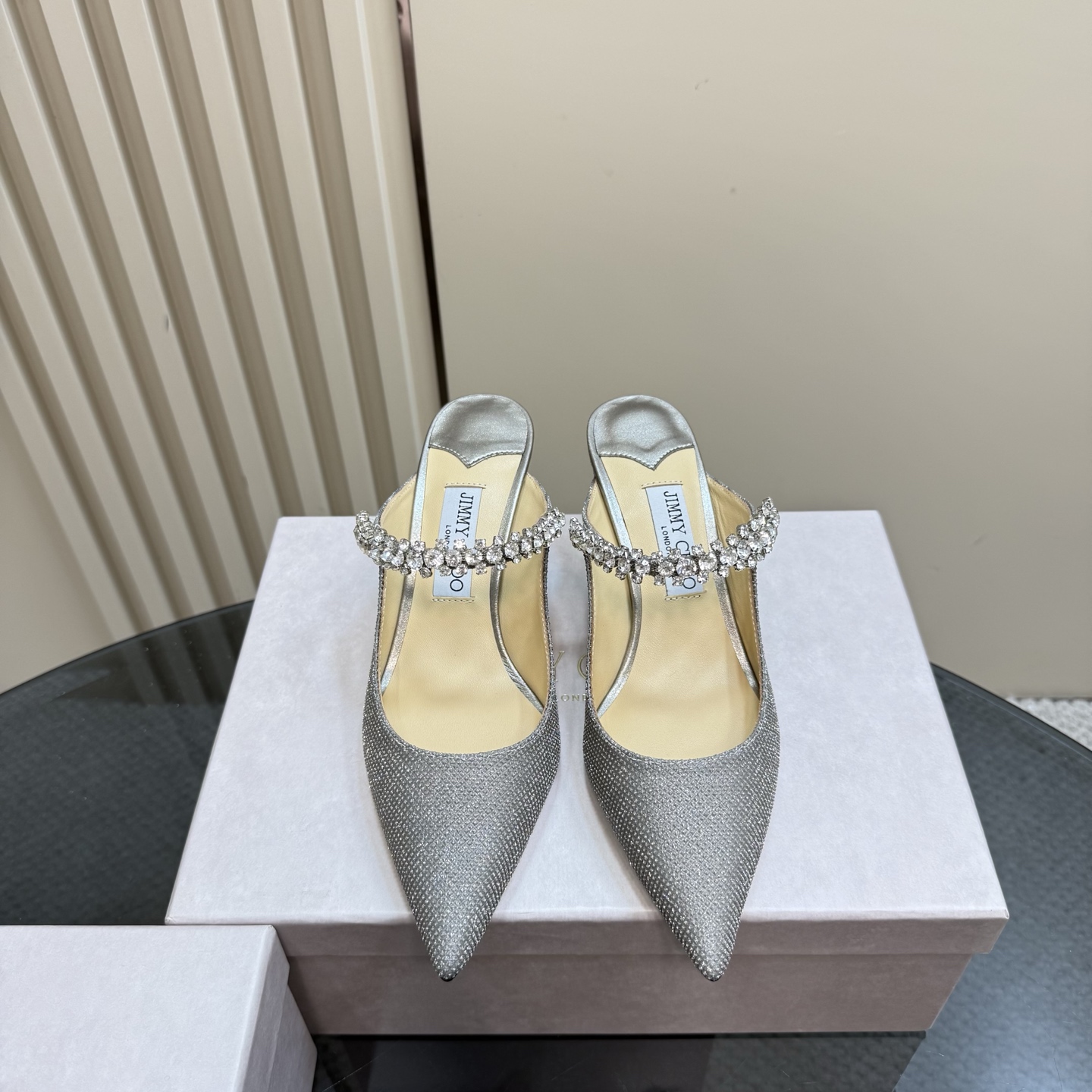 Jimmy Choo Diamond Chain Pointed Toe High Heel Mules - Crystal Embellished 4 i1742382684757 6153 0 1