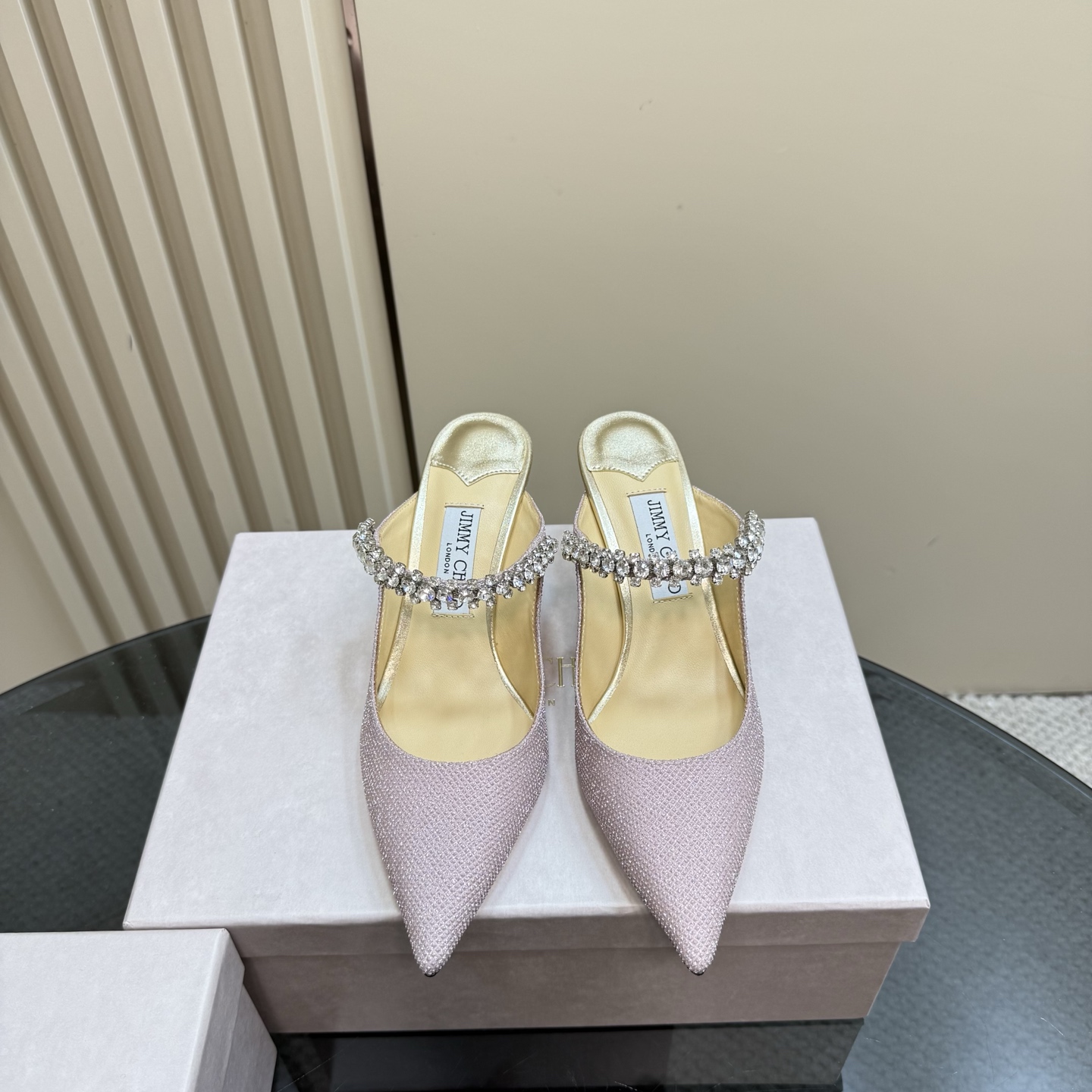 Jimmy Choo Diamond Chain Pointed Toe High Heel Mules - Crystal Elegance 4 i1742382715014 5421 0 1