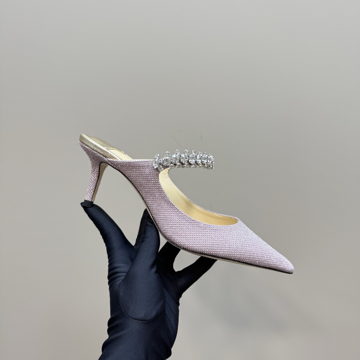 Jimmy Choo Diamond Chain Pointed Toe High Heel Mules - Crystal Elegance