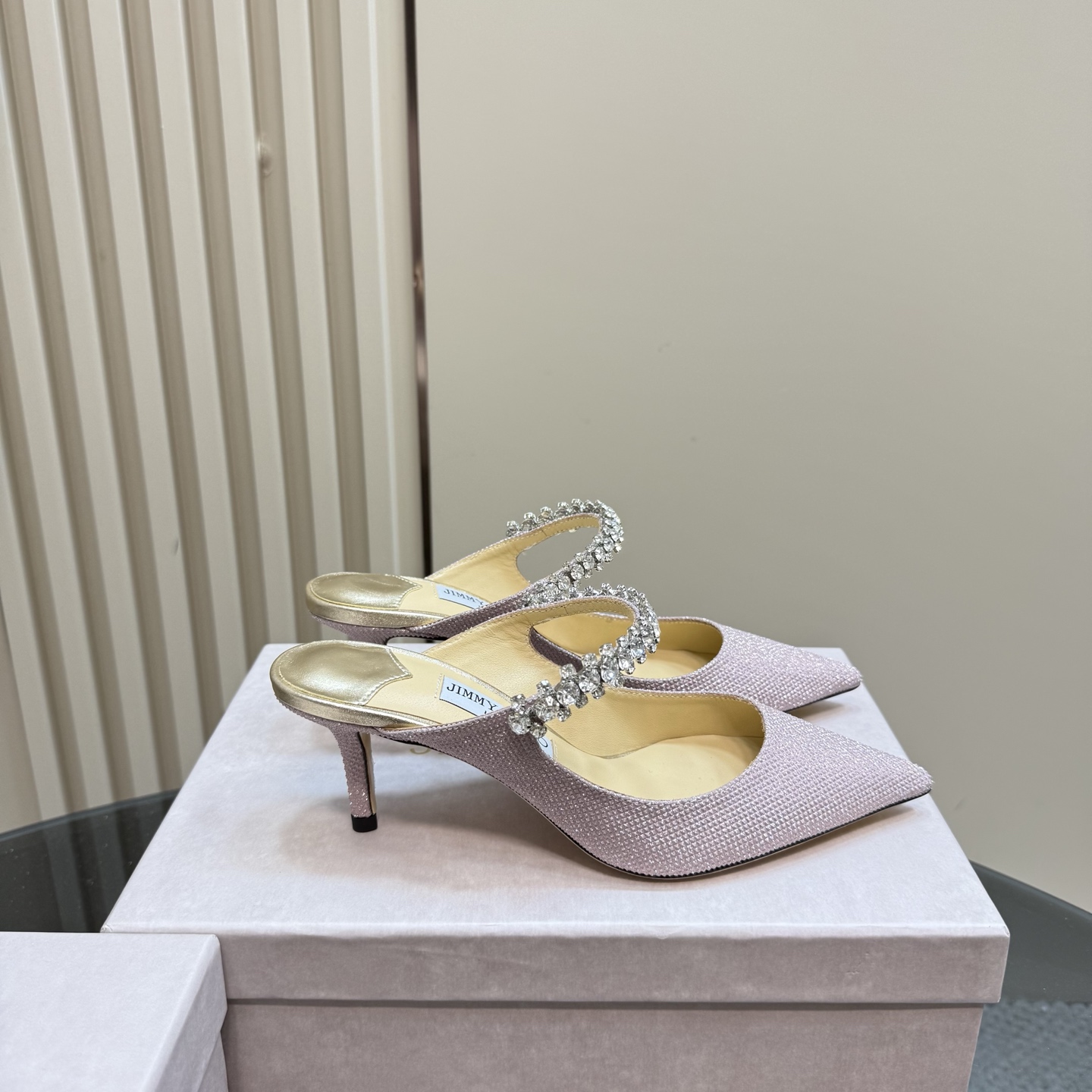 Jimmy Choo Diamond Chain Pointed Toe High Heel Mules - Crystal Elegance 6 i1742382715061 8020 0 3