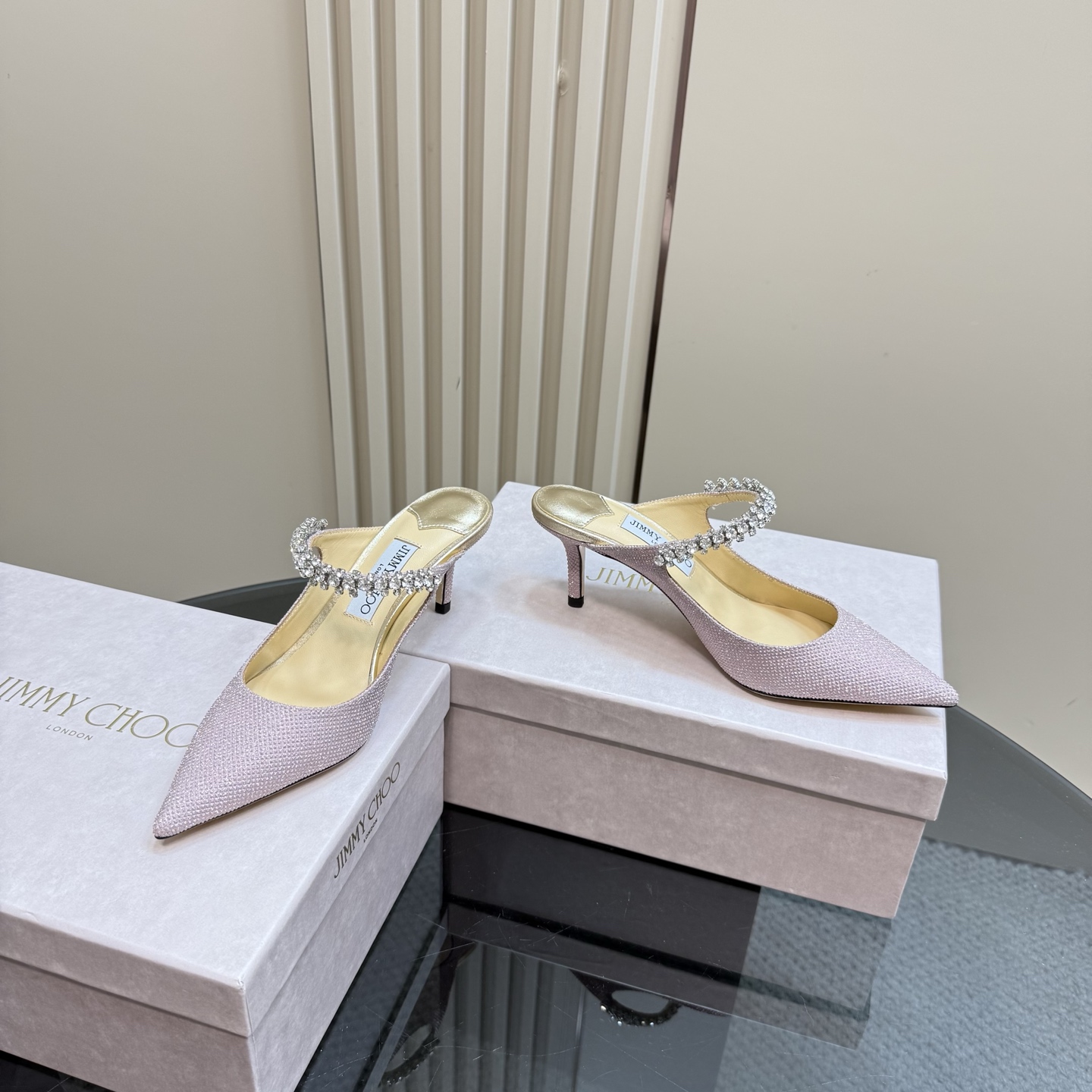 Jimmy Choo Diamond Chain Pointed Toe High Heel Mules - Crystal Elegance 7 i1742382715950 9355 0 4