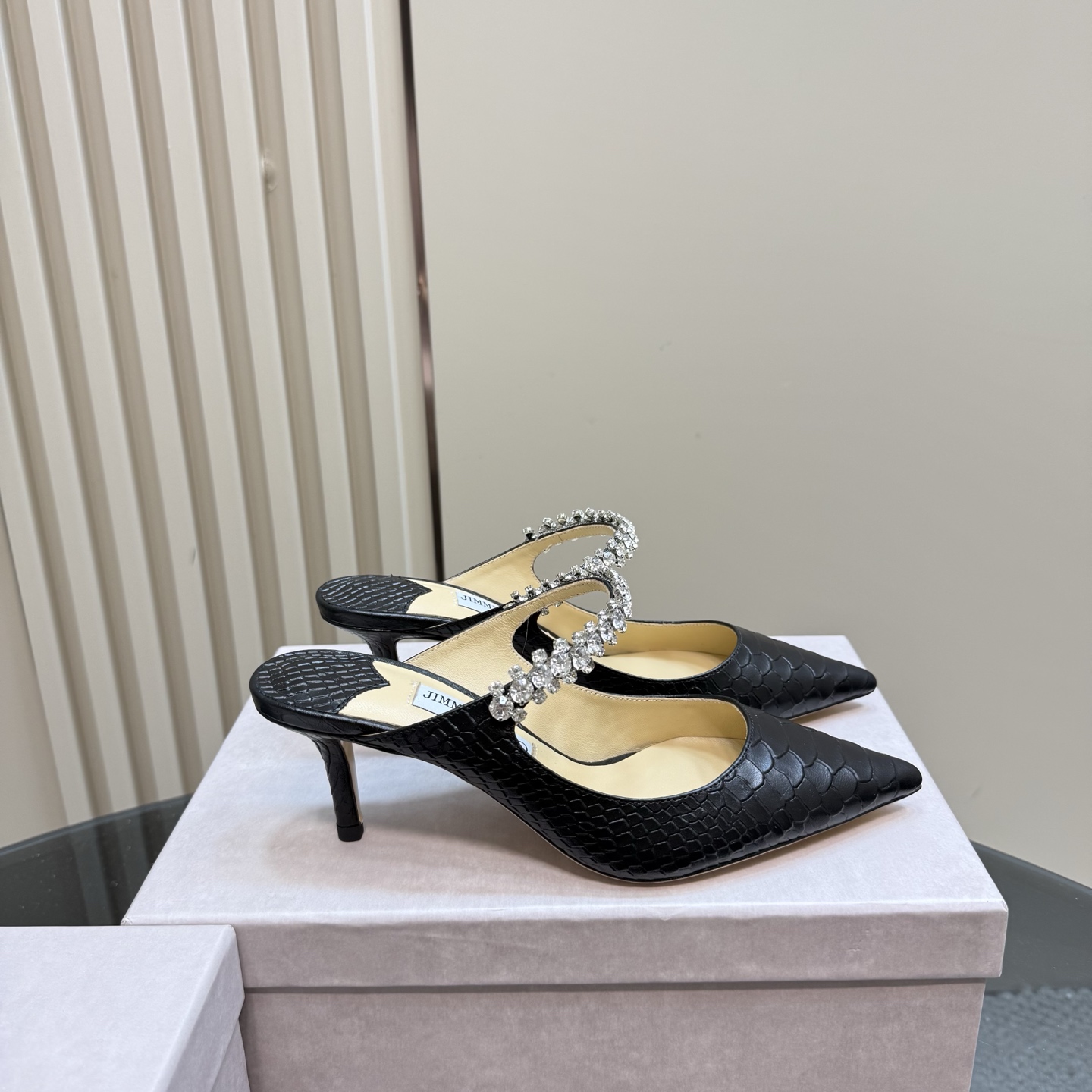 Jimmy Choo Diamond Chain Pointed Toe High Heel Mules - Elegant Crystal 6 i1742382755459 3174 0 3