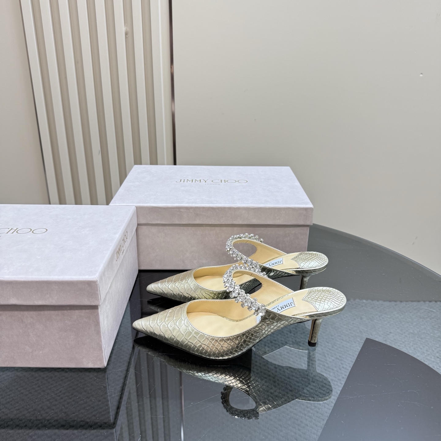 Jimmy Choo Diamond Chain Pointed Toe High Heel Mules - Crystal Shoes 3 i1742382801099 2623 0 0
