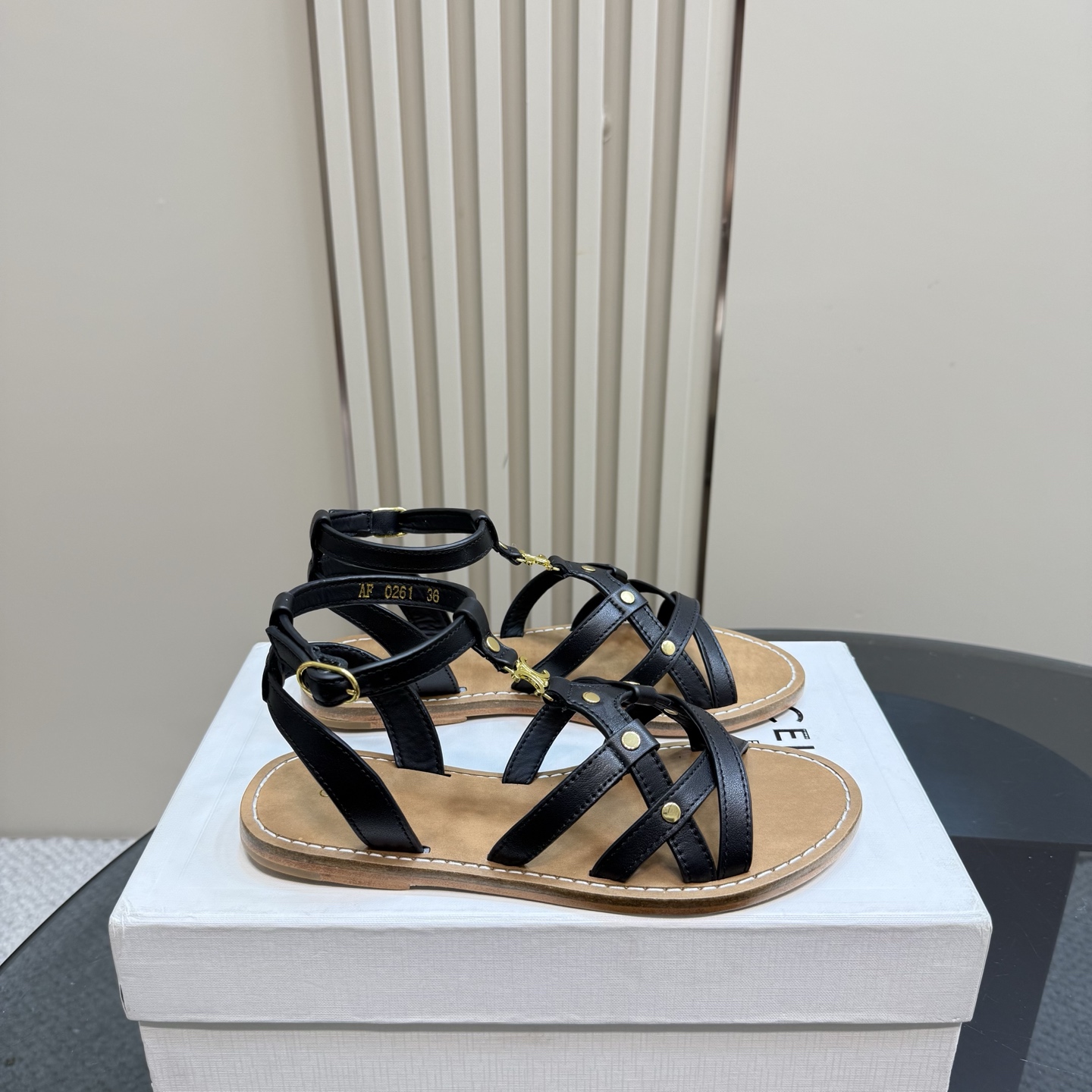 Celine Women's Triomphe Woven Leather Flat Sandals, Black, Summer Style 7 i1742459920485 7667 0 4