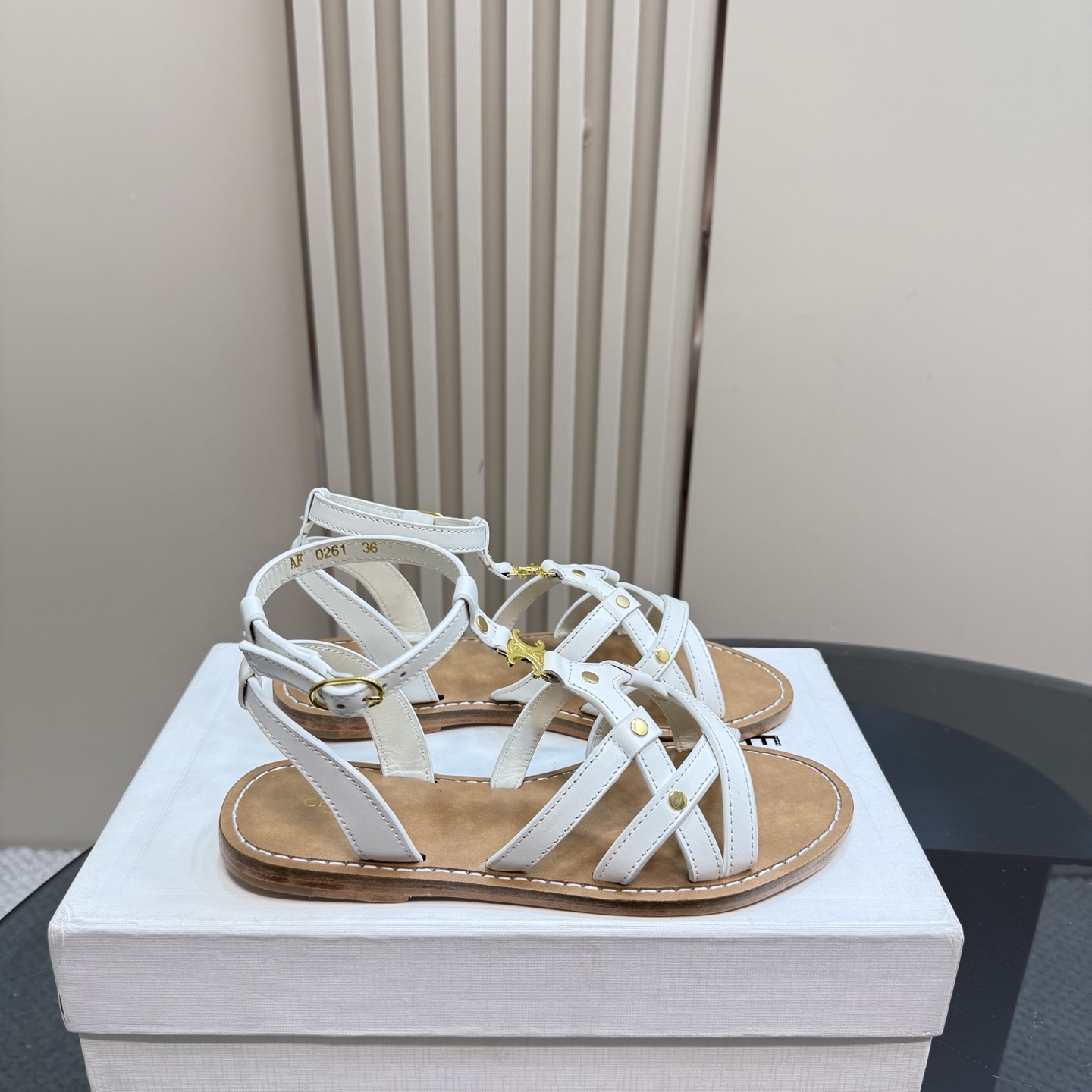 Celine Women's Triomphe White Leather Flat Sandal Summer Trendy Comfortable 7 i1742460435744 4085 0 4