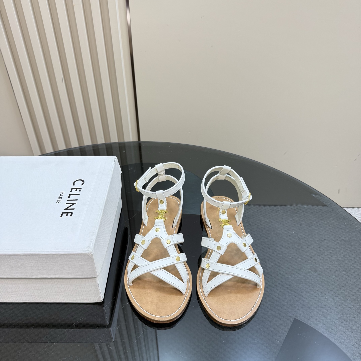 Celine Women's Triomphe White Leather Flat Sandal Summer Trendy Comfortable 4 i1742460435770 3333 0 1
