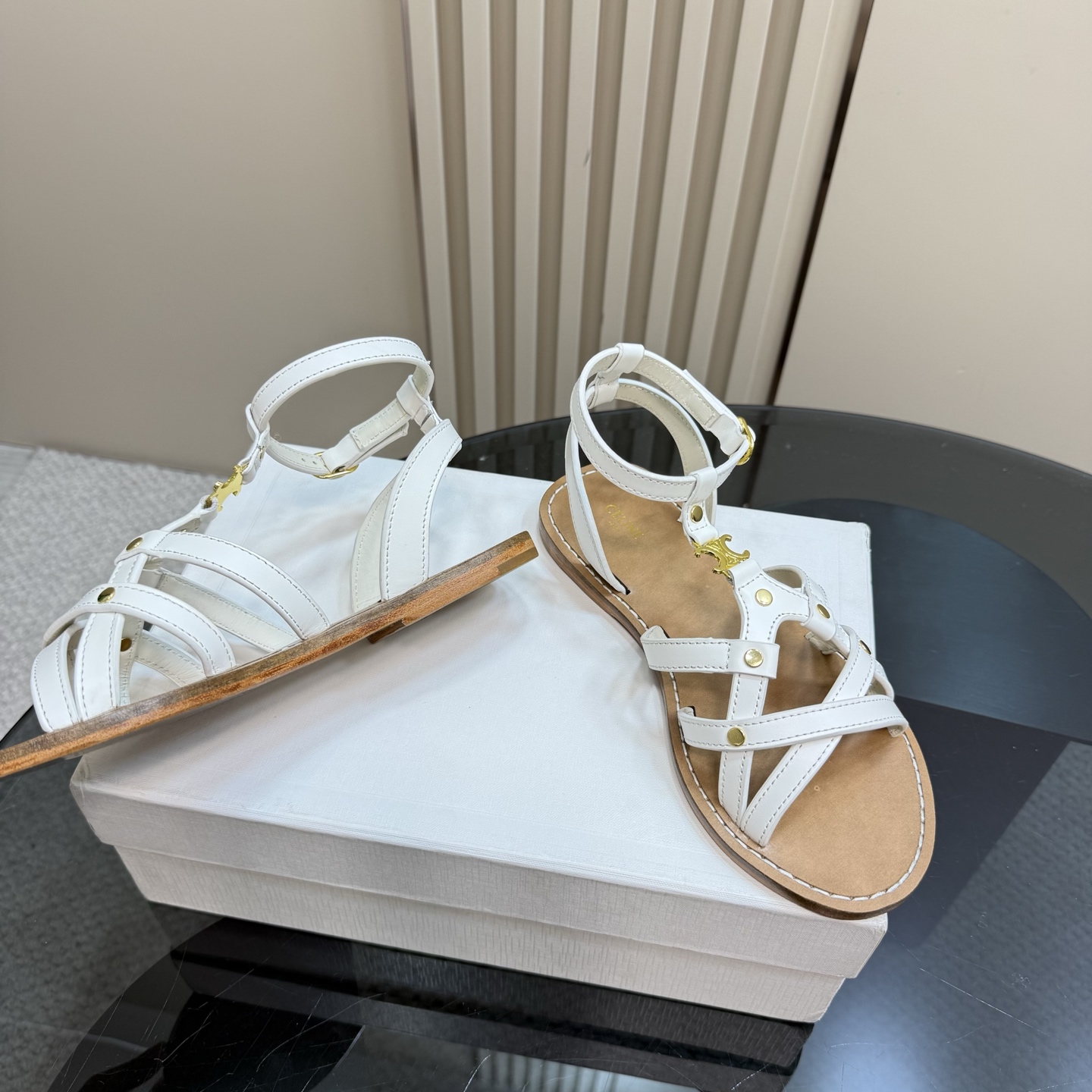 Celine Women's Triomphe White Leather Flat Sandal Summer Trendy Comfortable 6 i1742460435778 4022 0 3