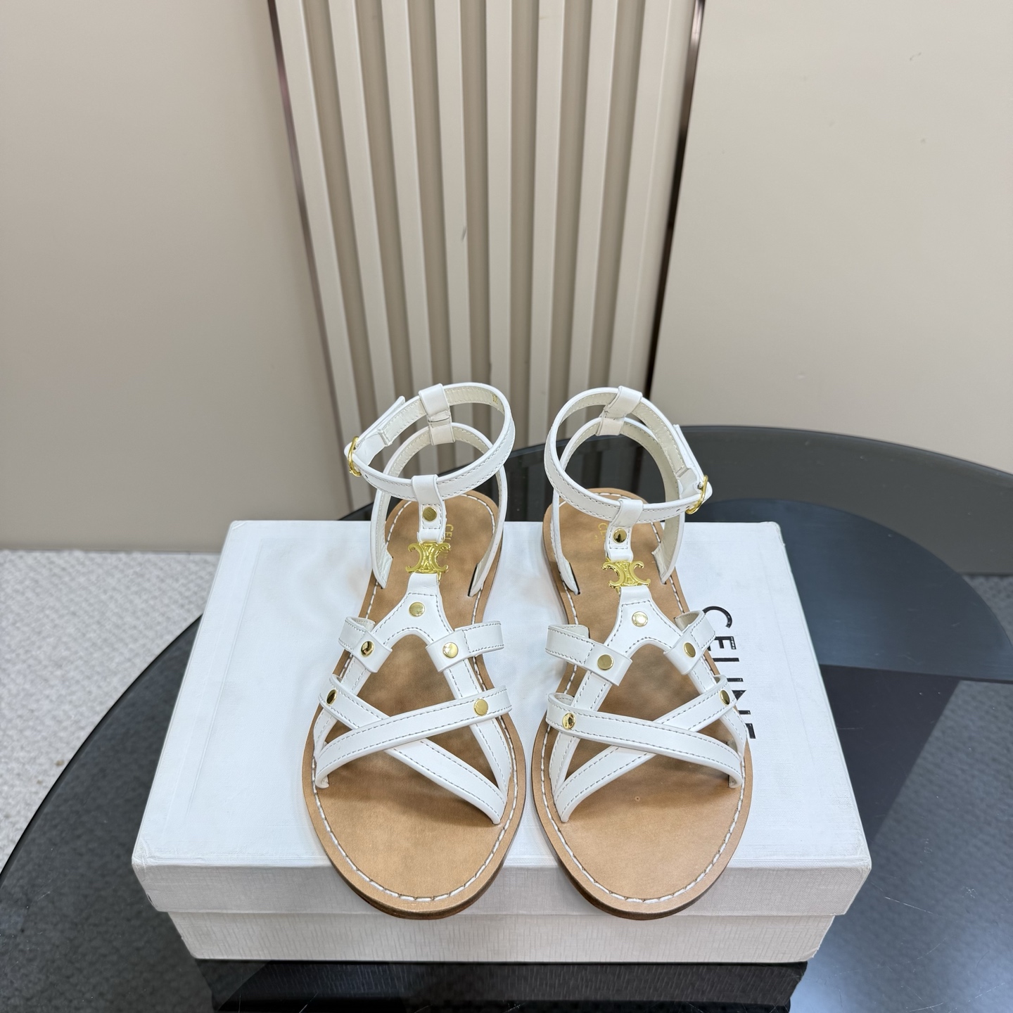 Celine Women's Triomphe White Leather Flat Sandal Summer Trendy Comfortable 5 i1742460435780 2486 0 2