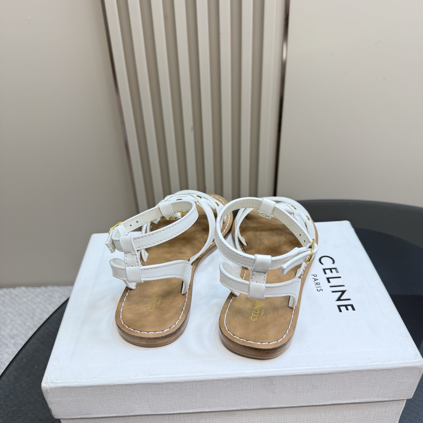 Celine Women's Triomphe White Leather Flat Sandal Summer Trendy Comfortable 8 i1742460436691 9819 0 5