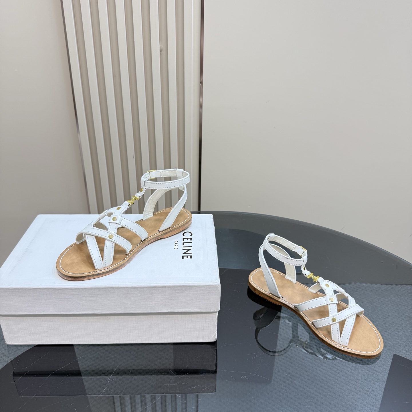 Celine Women's Triomphe White Leather Flat Sandal Summer Trendy Comfortable 9 i1742460436704 9768 0 6