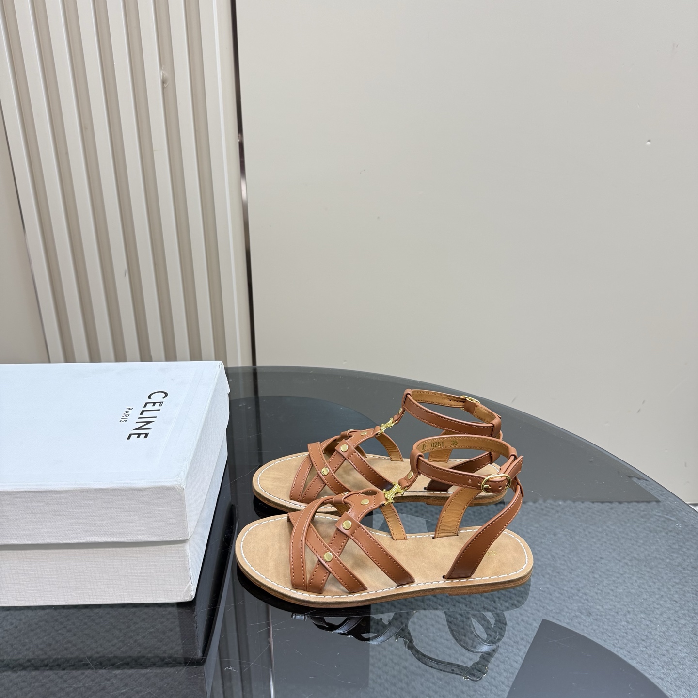 Celine Women's Triomphe Brown Leather Flat Sandals 3 i1742460490100 4642 0 0