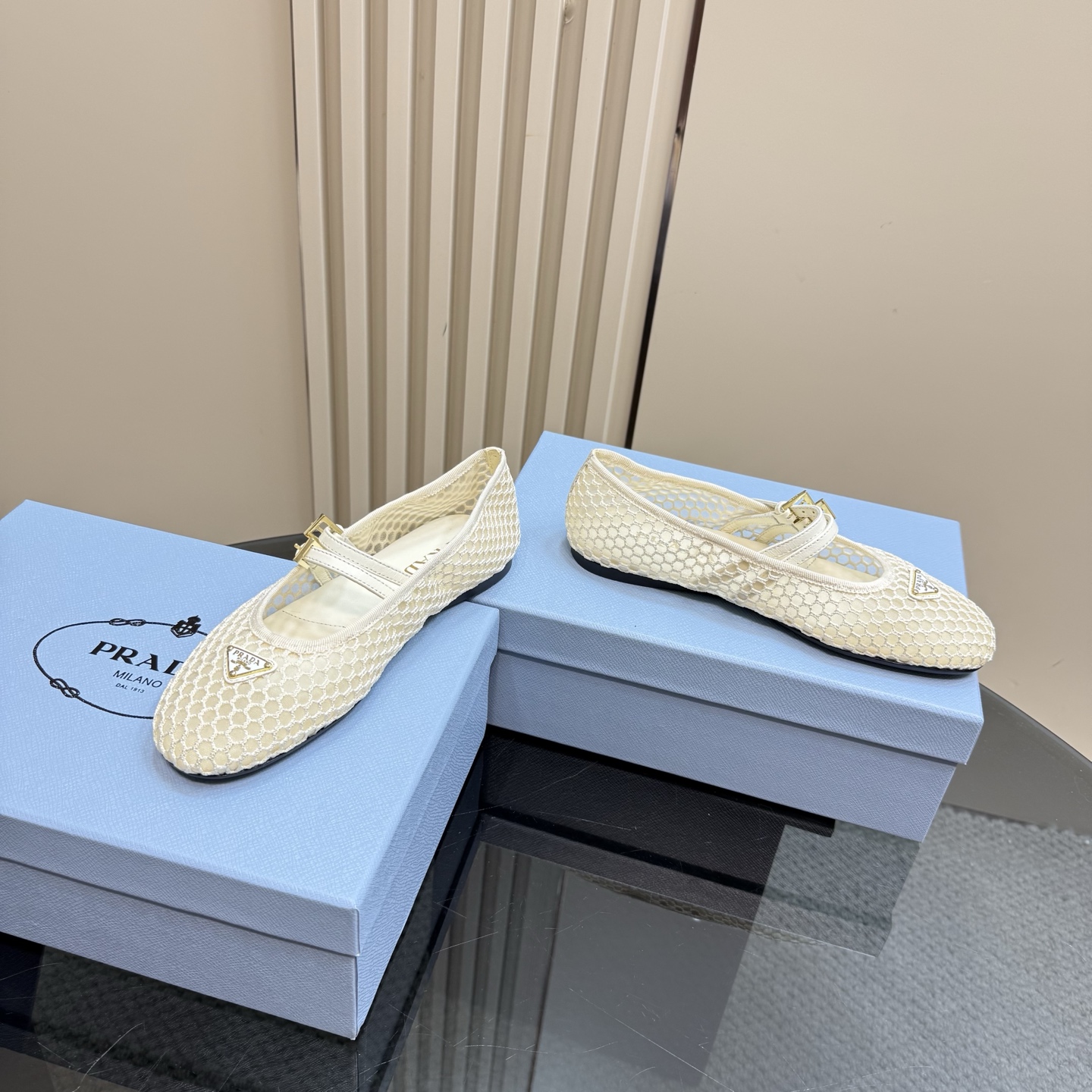 Prada Women's Mary Jane Ballet Flats with Mesh Upper and Lambskin Lining 7 i1742754842834 2482 0 4