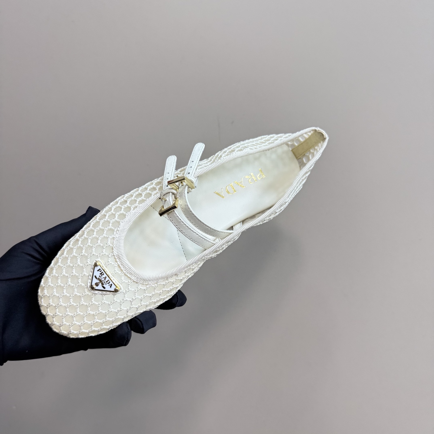 Prada Women's Mary Jane Ballet Flats with Mesh Upper and Lambskin Lining 9 i1742754842902 714 0 7