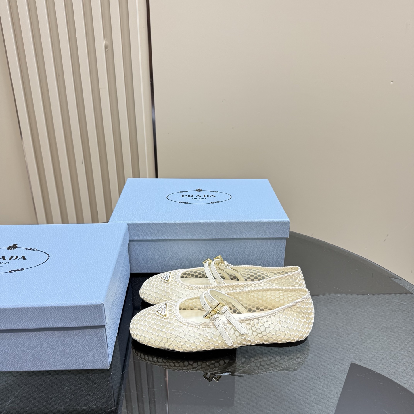 Prada Women's Mary Jane Ballet Flats with Mesh Upper and Lambskin Lining 3 i1742754843572 2326 0 0