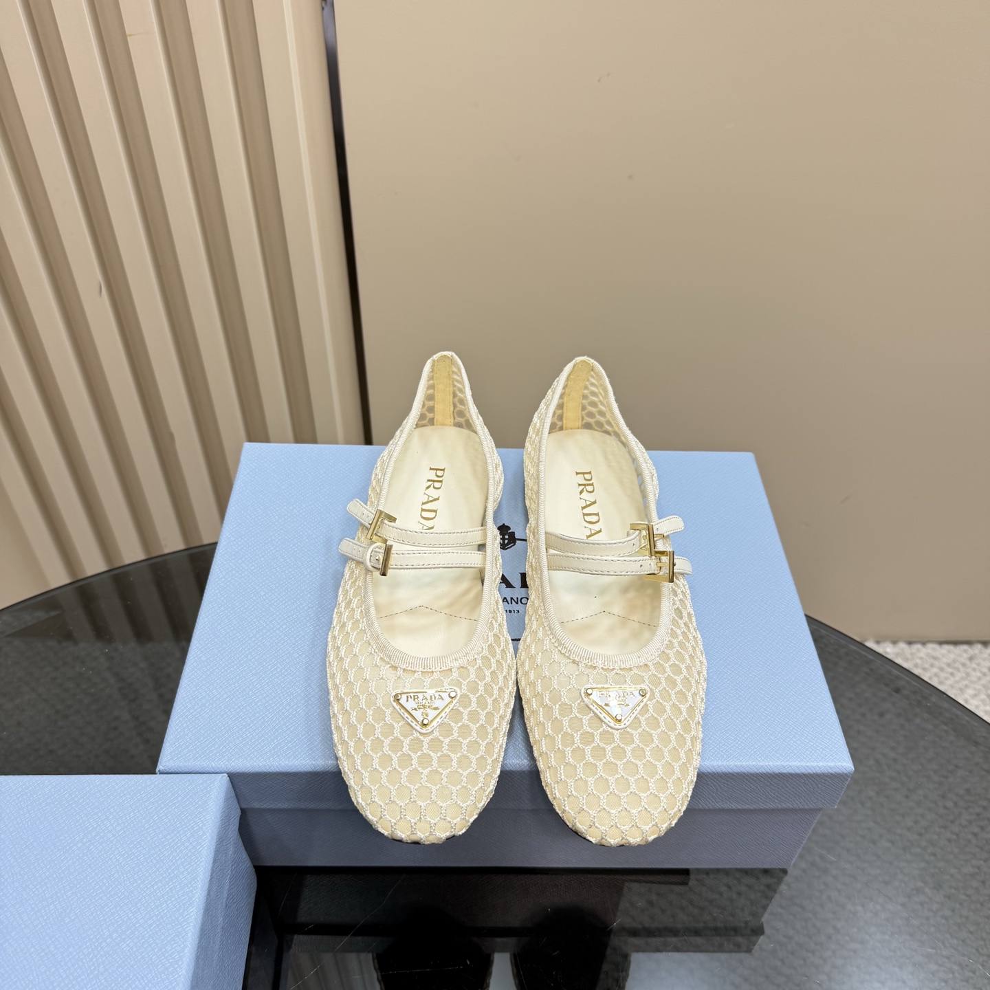 Prada Women's Mary Jane Ballet Flats with Mesh Upper and Lambskin Lining 4 i1742754843586 7400 0 1