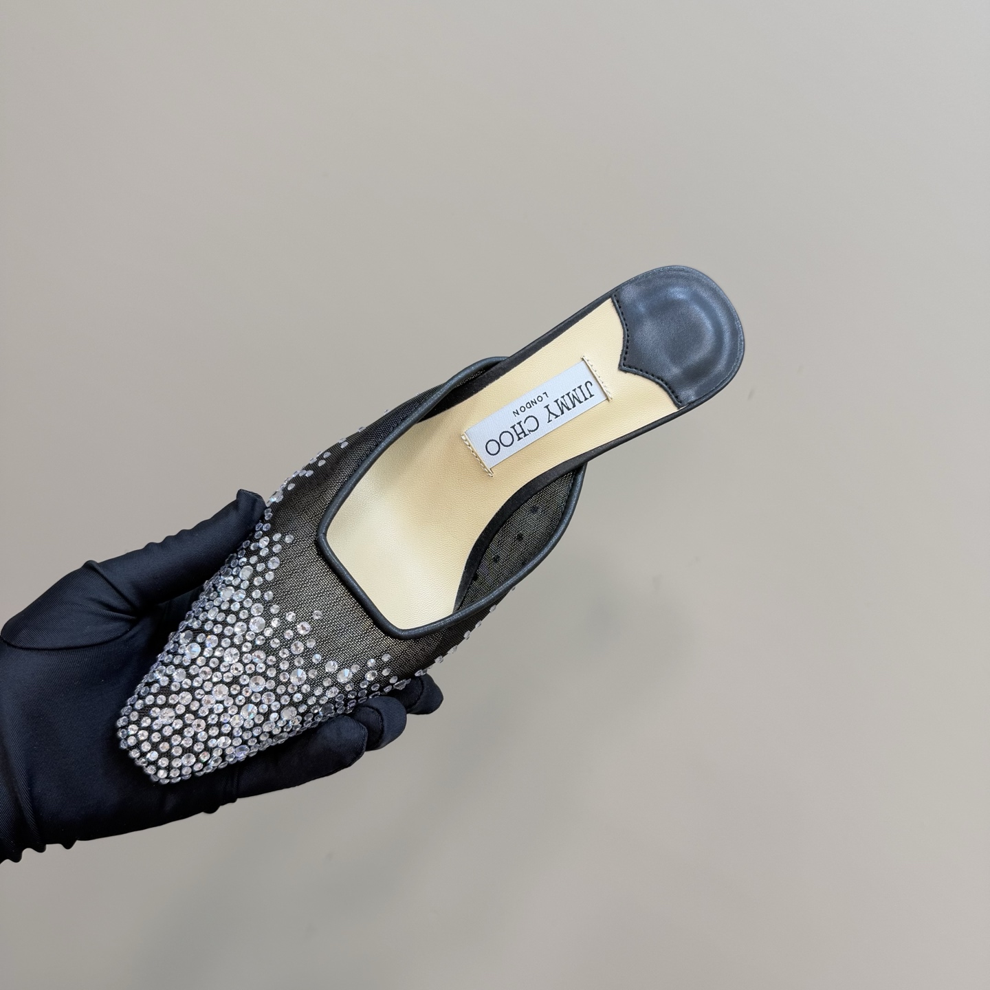 Jimmy Choo Crystal Embellished Mesh Heeled Mules, Pointed Toe, Black 9 i1743366013878 3726 0 7
