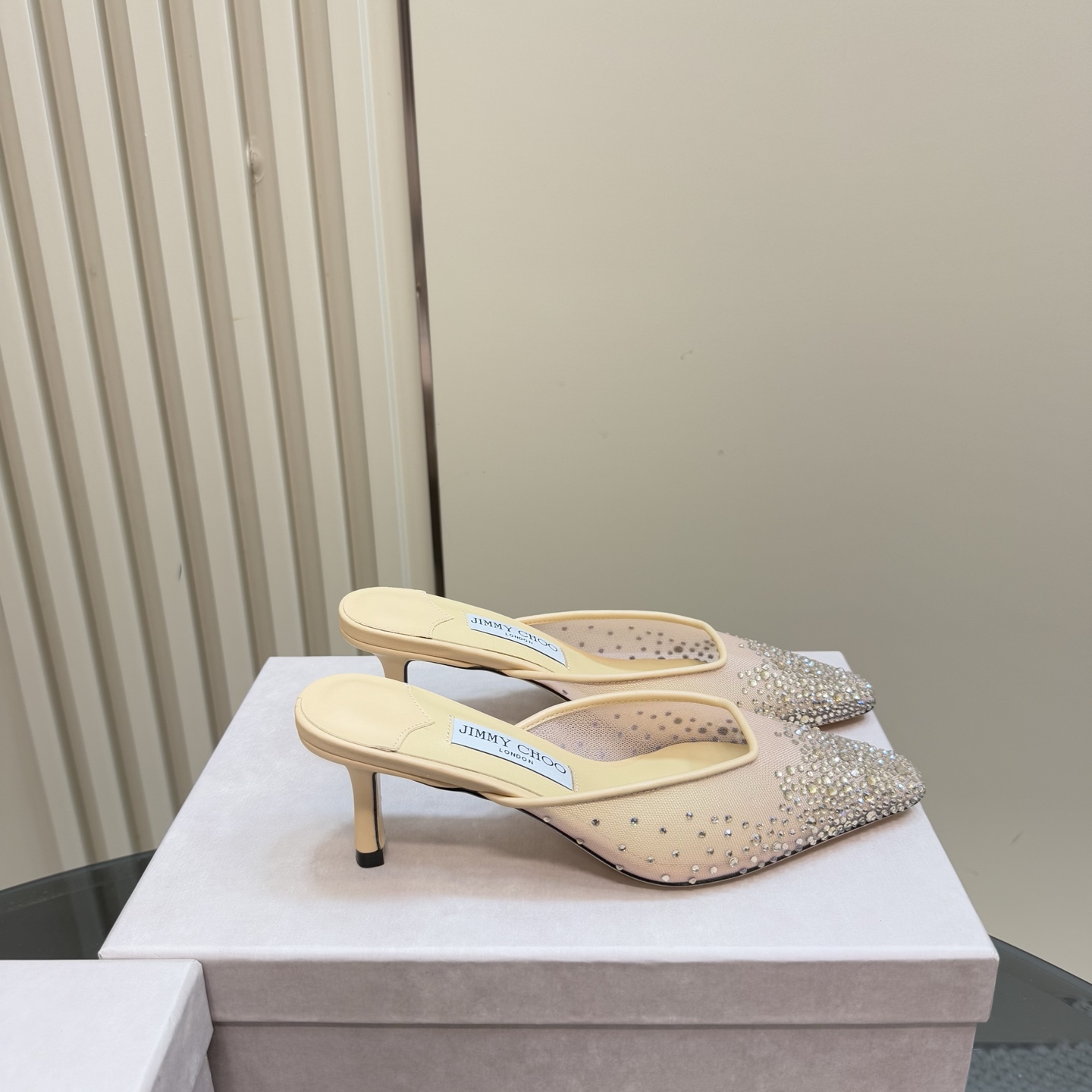 Jimmy Choo Crystal Embellished Mesh Heeled Mules, Elegant and Comfortable 6 i1743366050021 2928 0 3