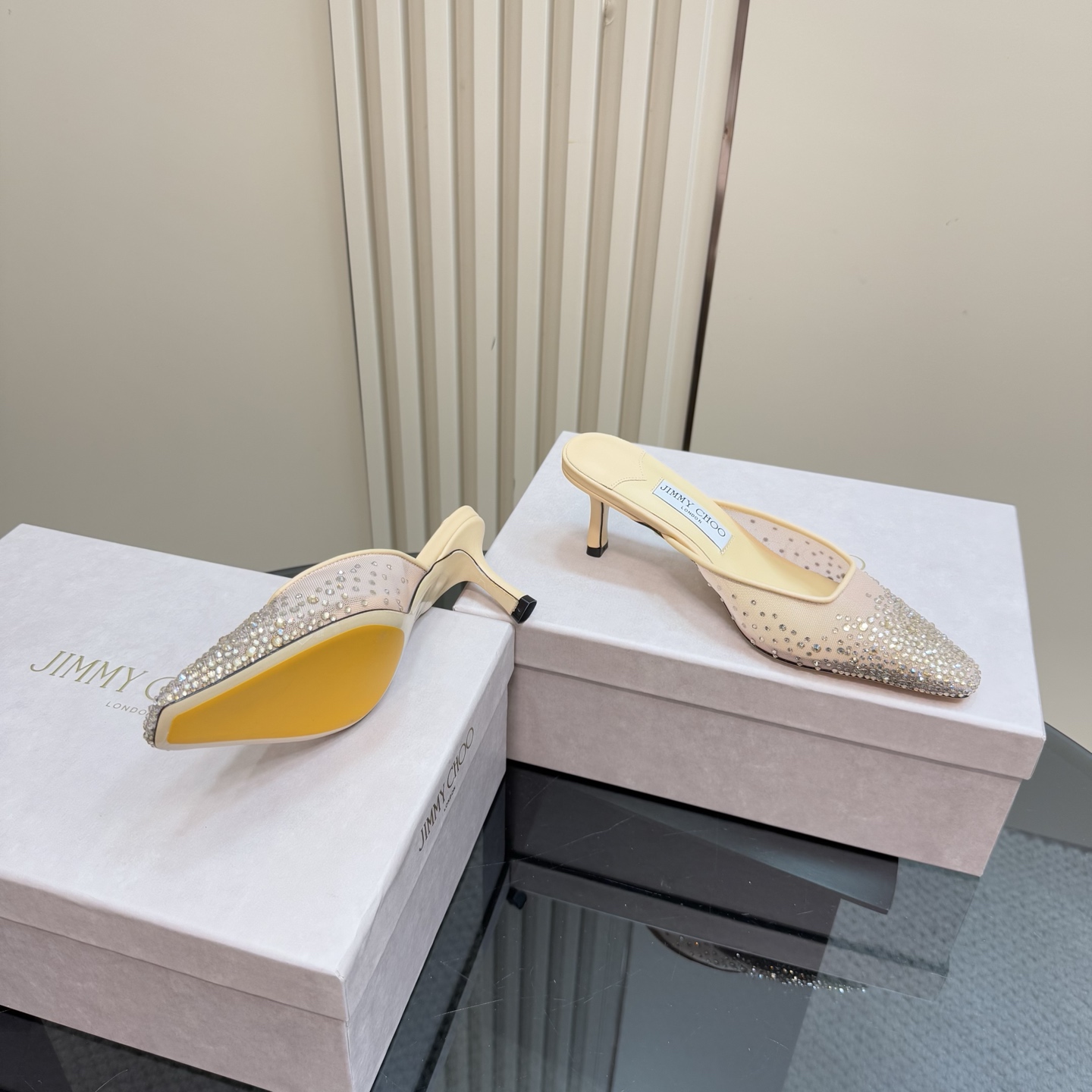 Jimmy Choo Crystal Embellished Mesh Heeled Mules, Elegant and Comfortable 8 i1743366050051 8542 0 5