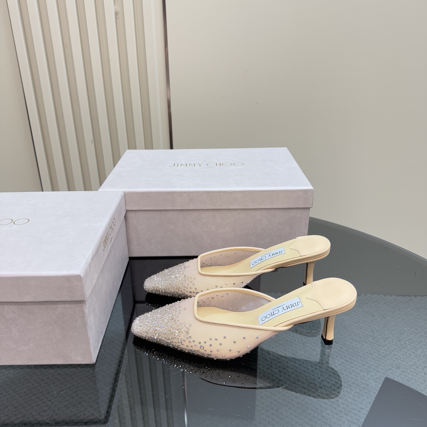 Jimmy Choo Crystal Embellished Mesh Heeled Mules, Elegant and Comfortable 3 i1743366051855 8615 0 0