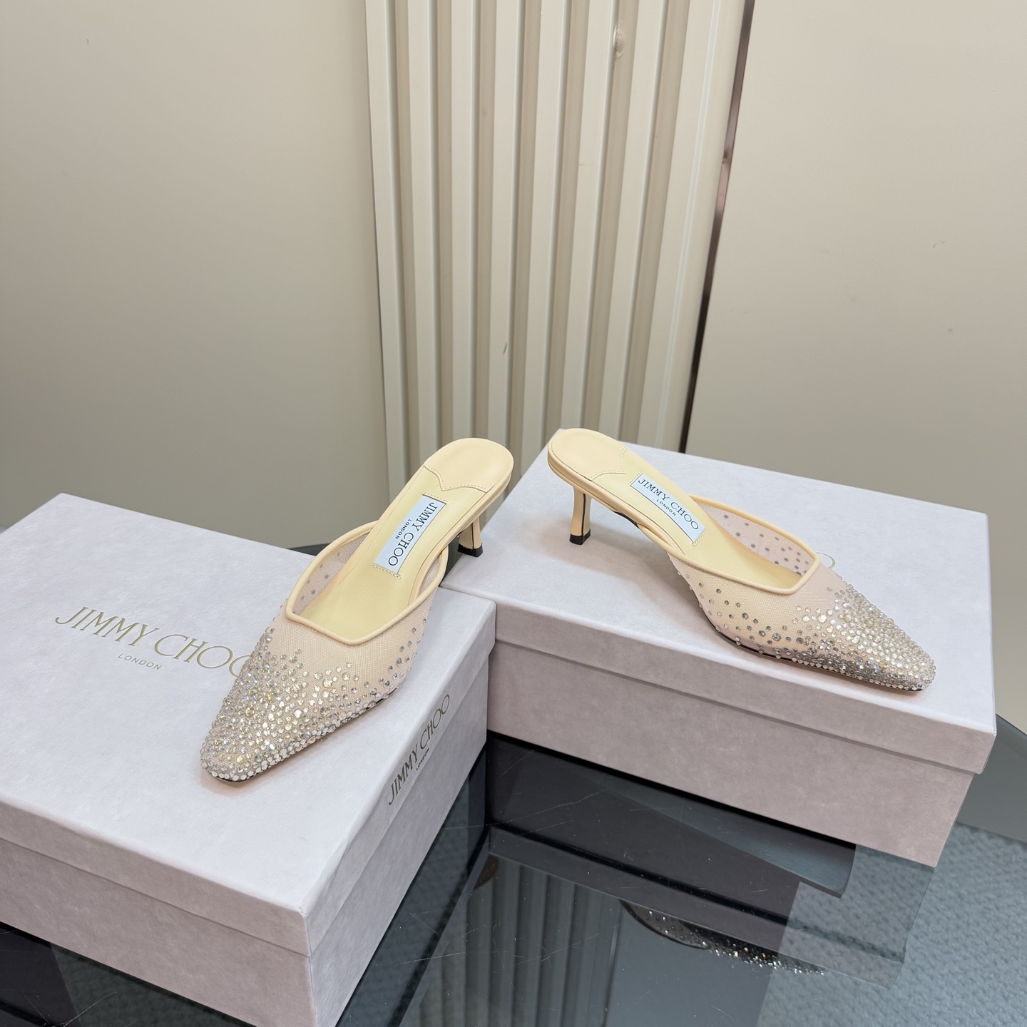 Jimmy Choo Crystal Embellished Mesh Heeled Mules, Elegant and Comfortable 7 i1743366051870 6313 0 4