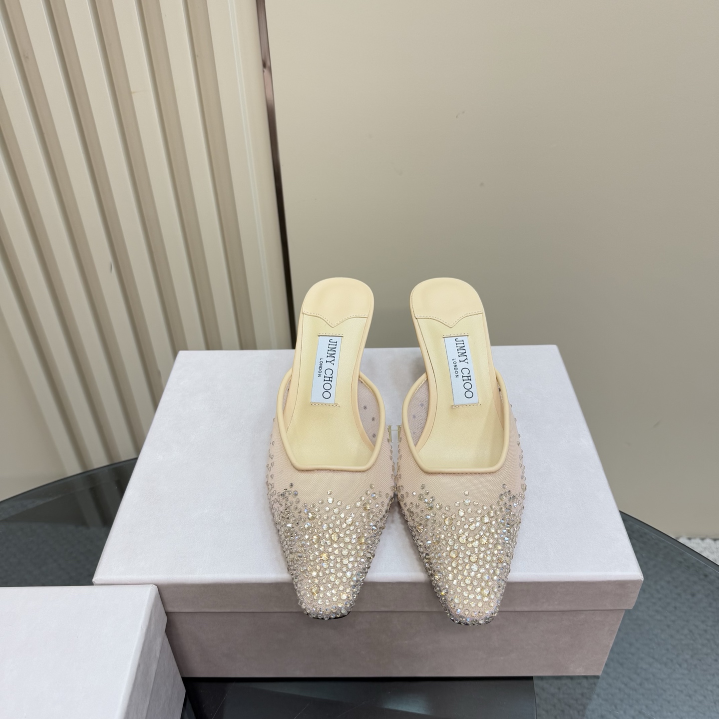 Jimmy Choo Crystal Embellished Mesh Heeled Mules, Elegant and Comfortable 4 i1743366051876 9057 0 1