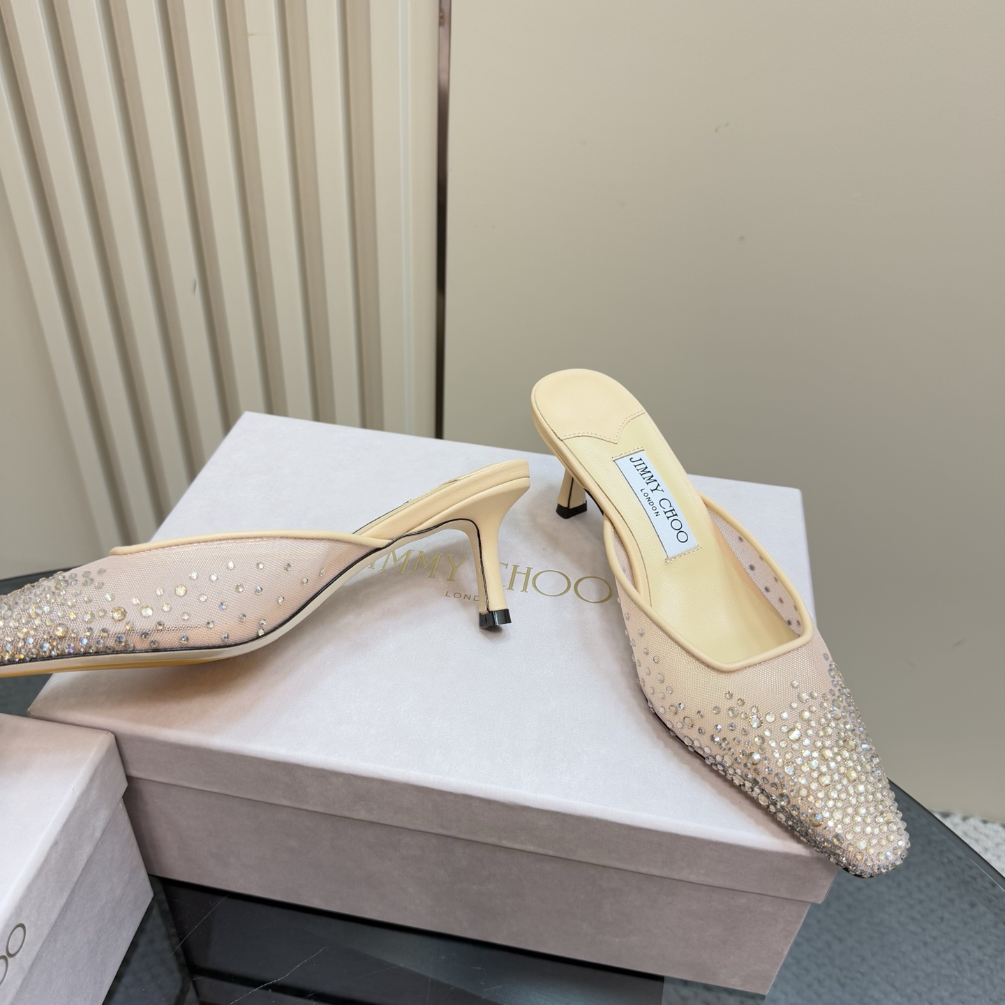 Jimmy Choo Crystal Embellished Mesh Heeled Mules, Elegant and Comfortable 5 i1743366051885 6864 0 2