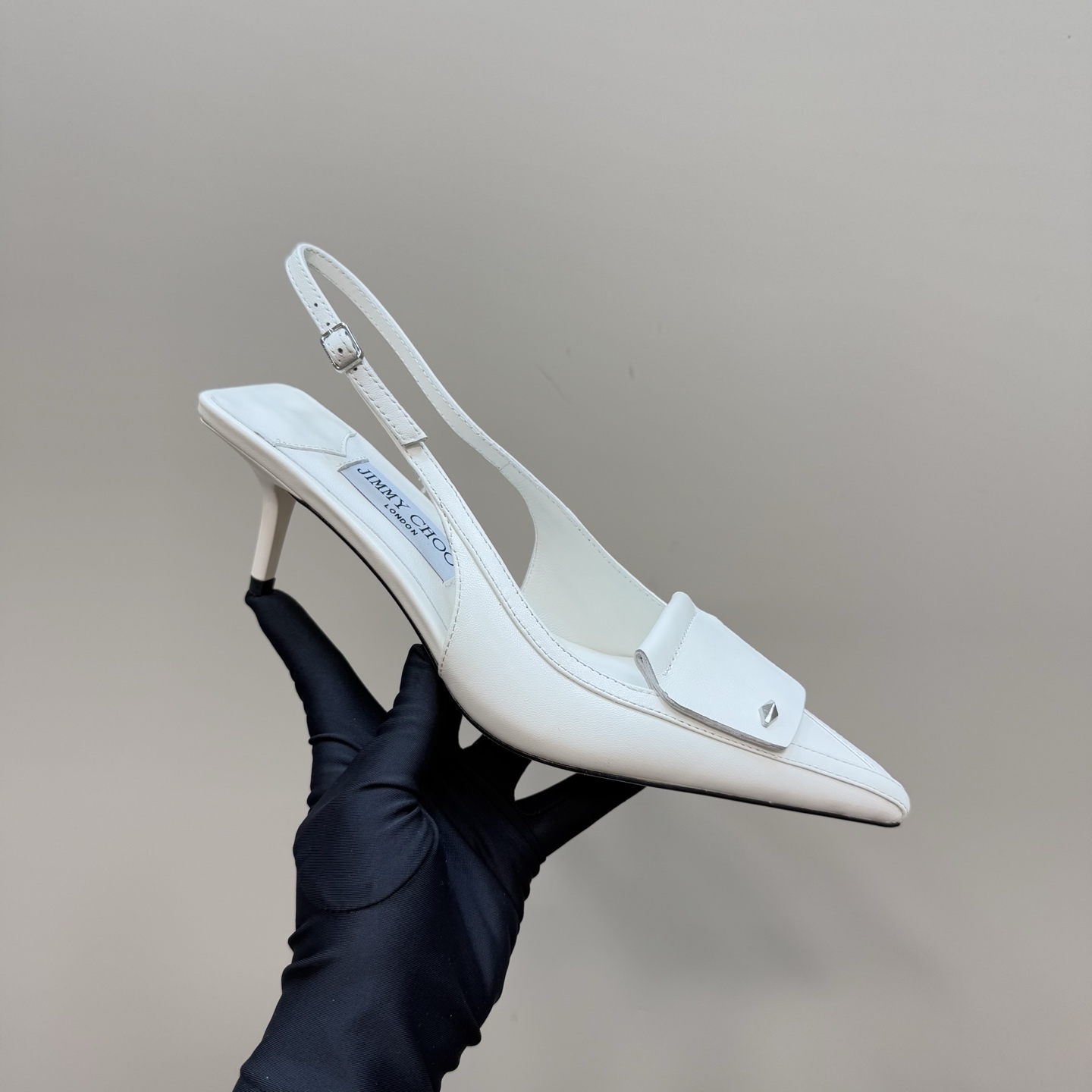 Jimmy Choo Women's White Leather Slingback Heels 6.5cm Kitten Heel Pumps 2 i1743367044497 6427 0 6