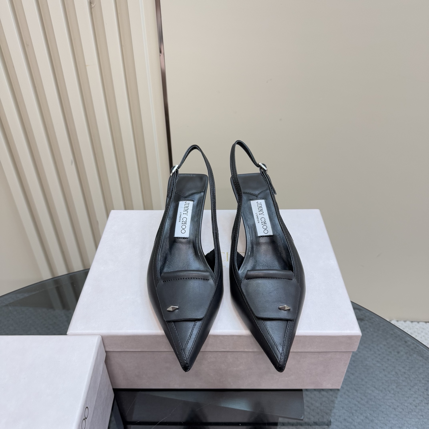 JIMMY CHOO Women's Black Leather Slingback Kitten Heel Sandals 4 i1743367280050 740 0 1