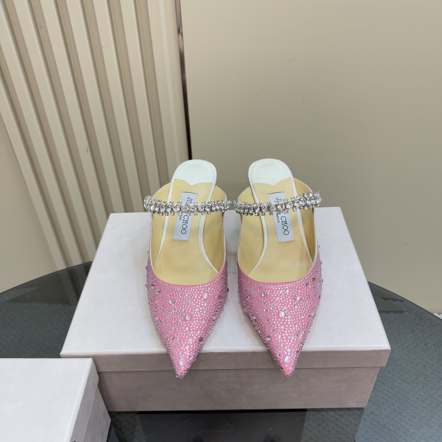 Jimmy Choo Crystal Embellished Pointed Toe High Heel Sandals - Pink/Silver 4 i1743367587163 9248 0 1