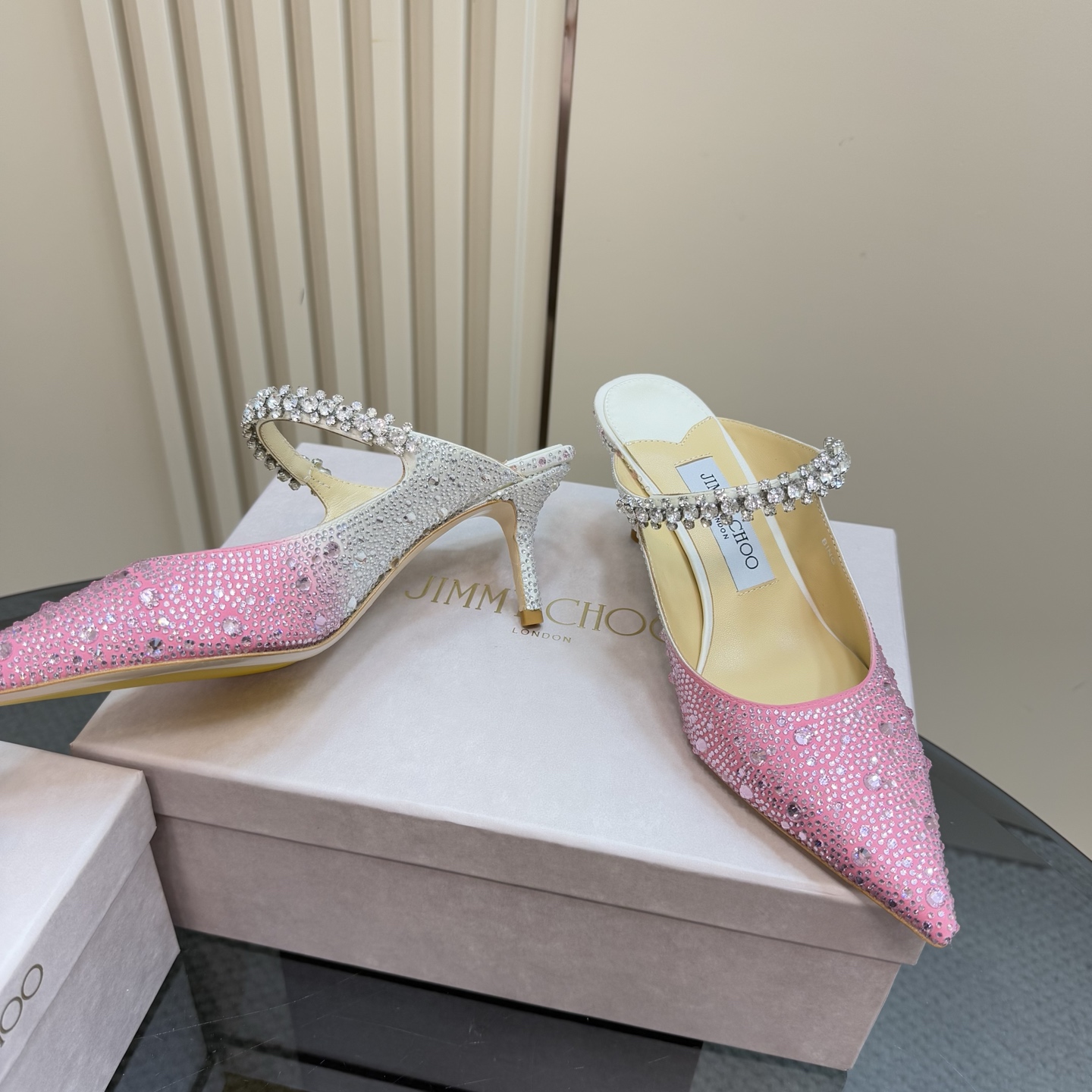 Jimmy Choo Crystal Embellished Pointed Toe High Heel Sandals - Pink/Silver 5 i1743367587212 9680 0 2
