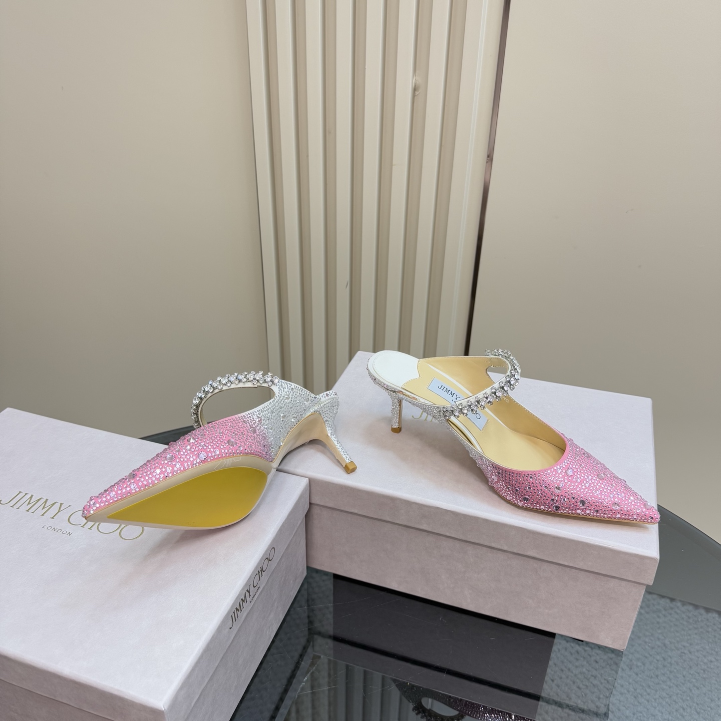 Jimmy Choo Crystal Embellished Pointed Toe High Heel Sandals - Pink/Silver 9 i1743367587213 9197 0 6