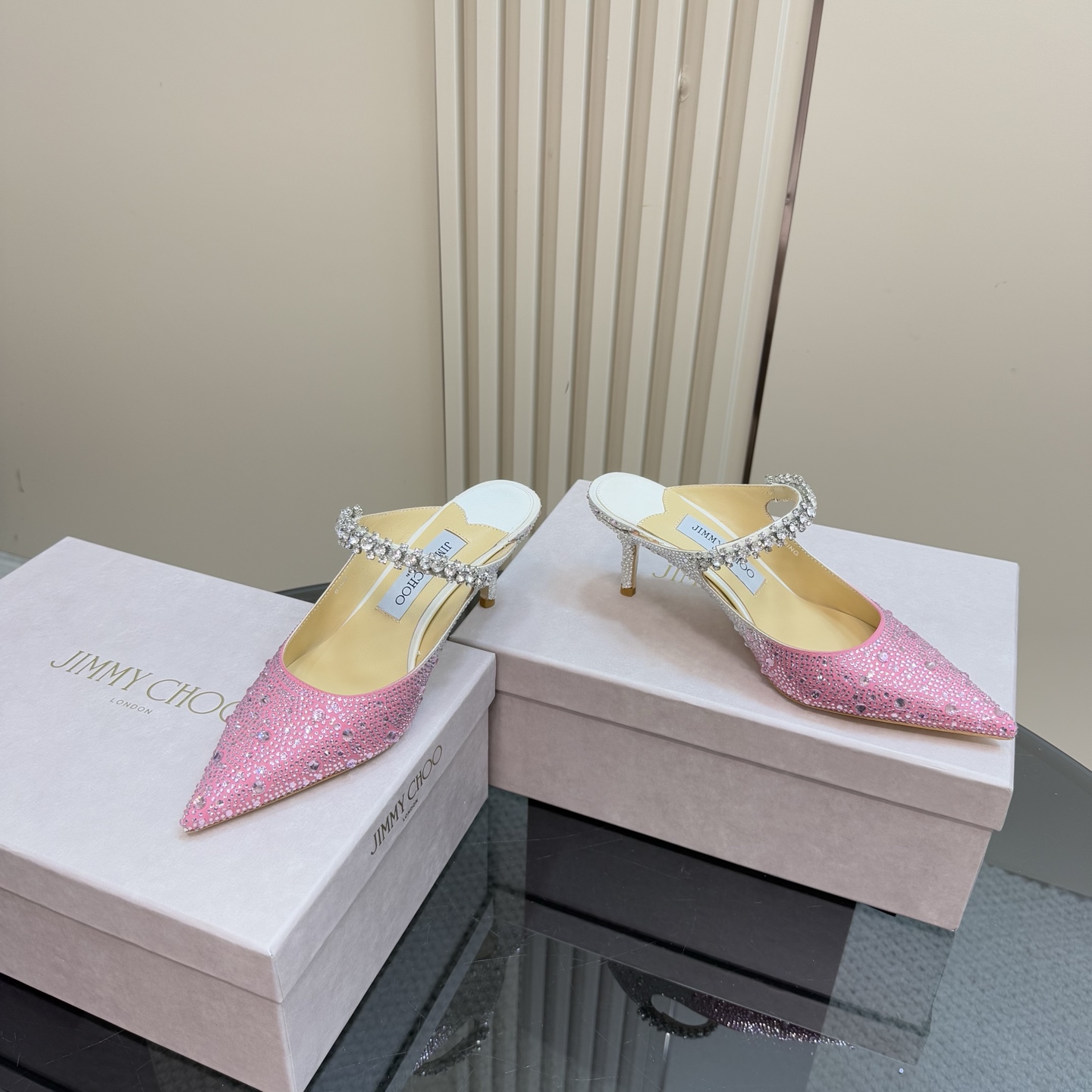 Jimmy Choo Crystal Embellished Pointed Toe High Heel Sandals - Pink/Silver 8 i1743367589669 1845 0 5