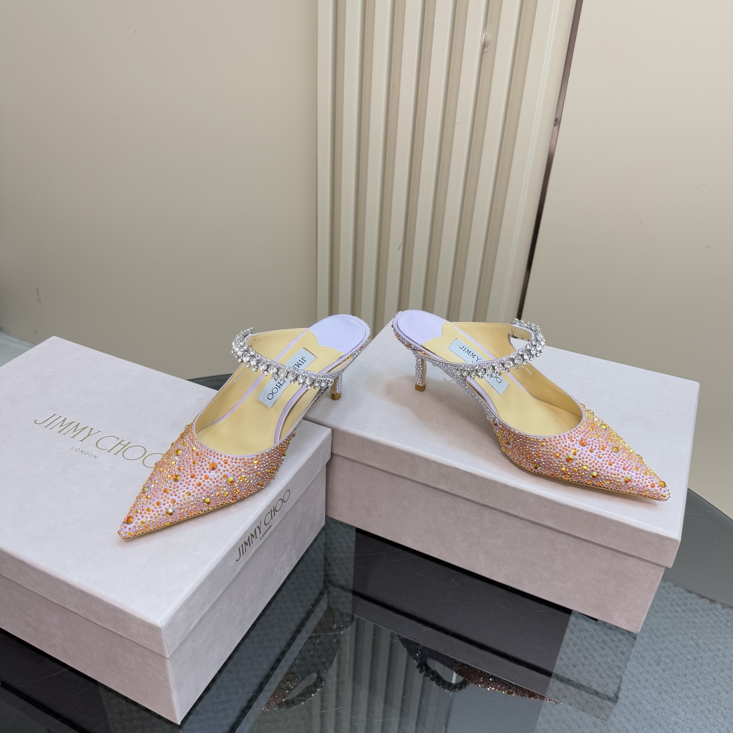 Jimmy Choo Crystal Embellished Pointed Toe Heeled Sandals, Luxury Party Shoe 8 i1743367630829 720 0 5
