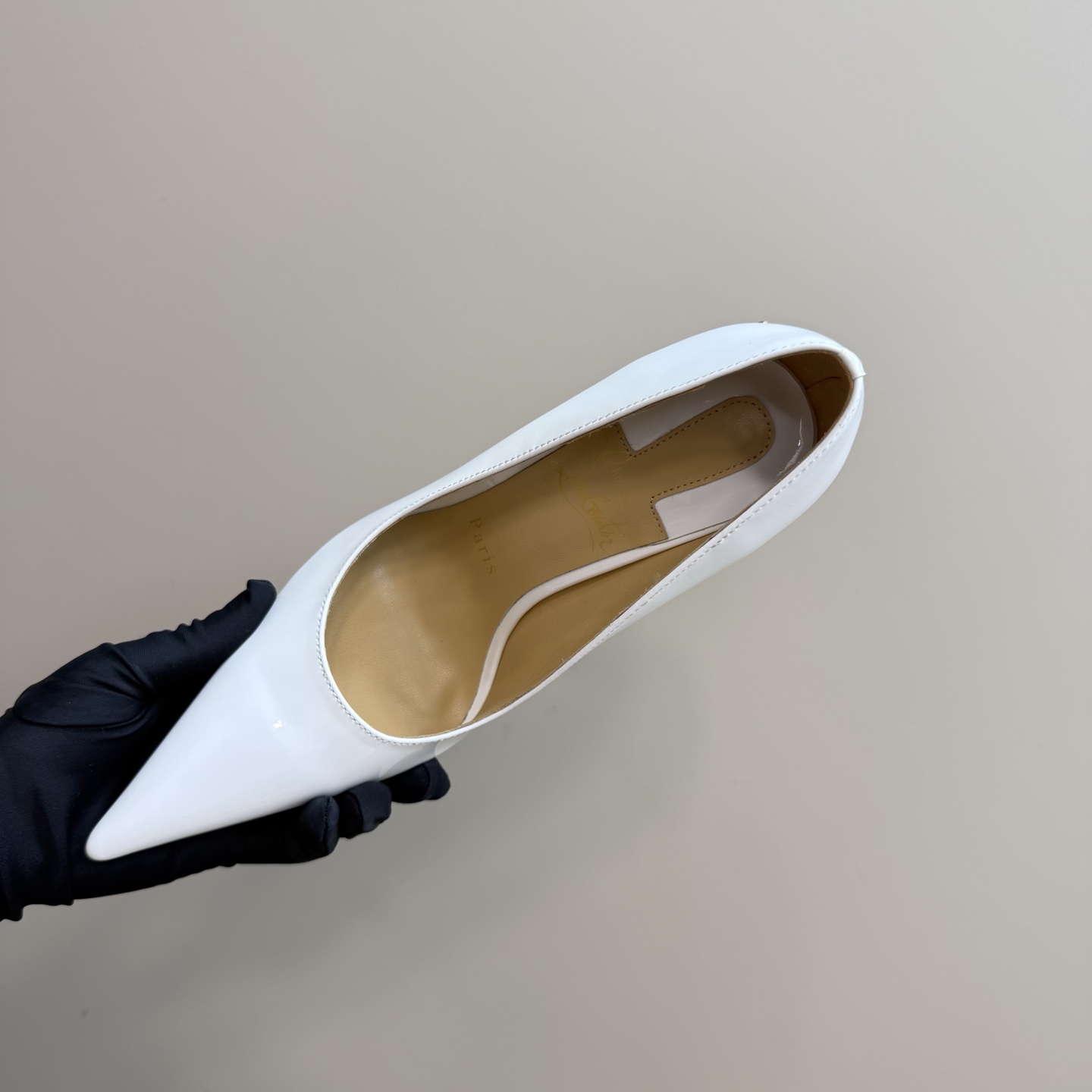 Christian Louboutin White Patent Leather Pumps with Sculptural Gold Heel 9 i1743375952046 8238 0 7
