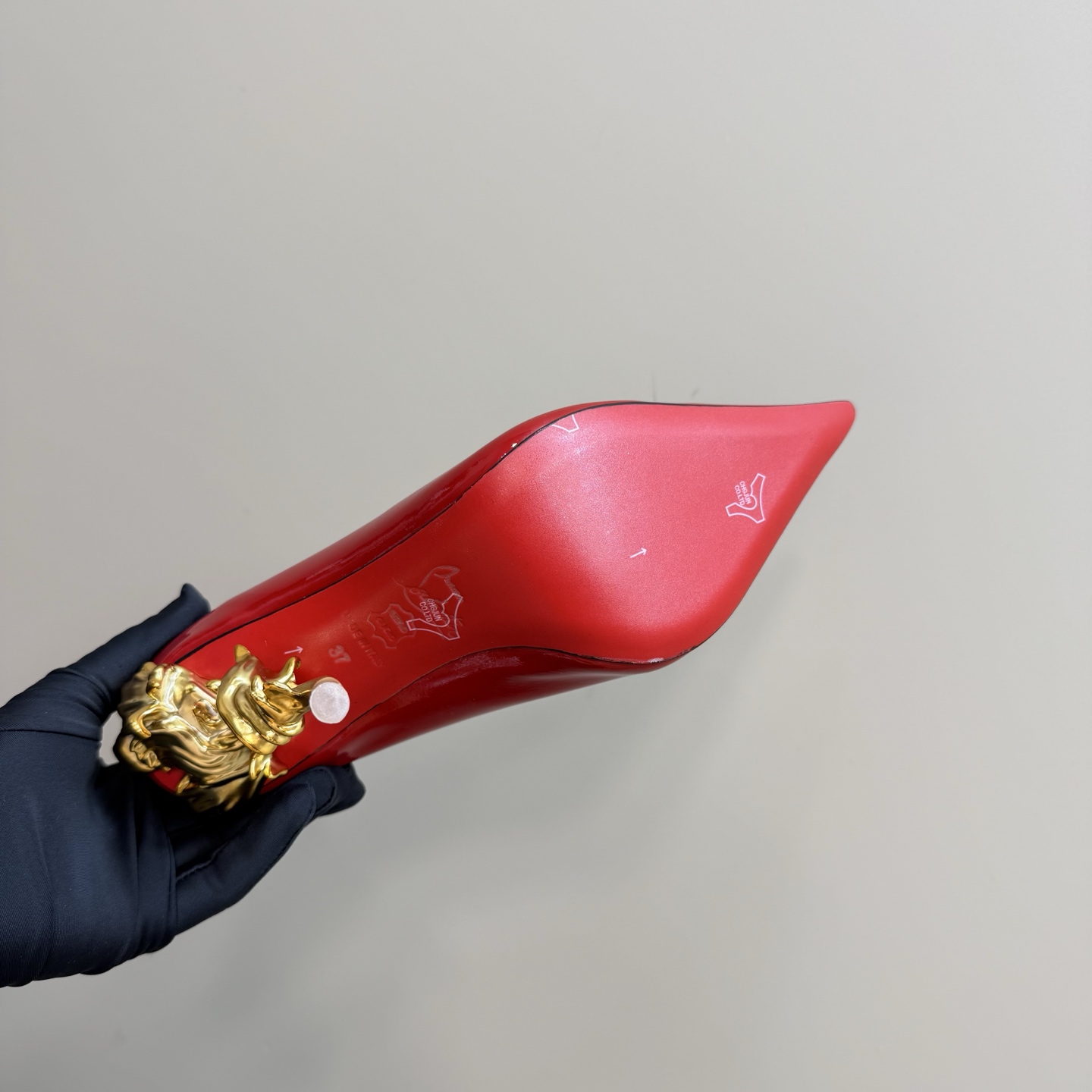 Christian Louboutin Red Patent Leather Pumps with Sculptural Heel 11 i1743375976412 5358 0 9
