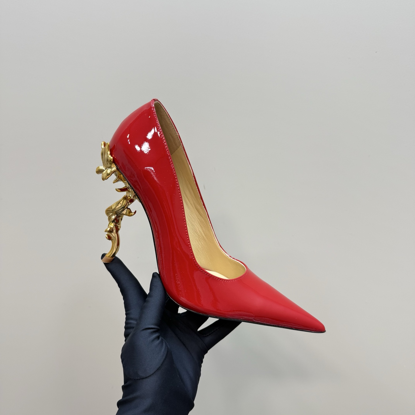 Christian Louboutin Red Patent Leather Pumps with Sculptural Heel 1 Christian Louboutin Red Patent Leather Pumps with Sculptural Heel