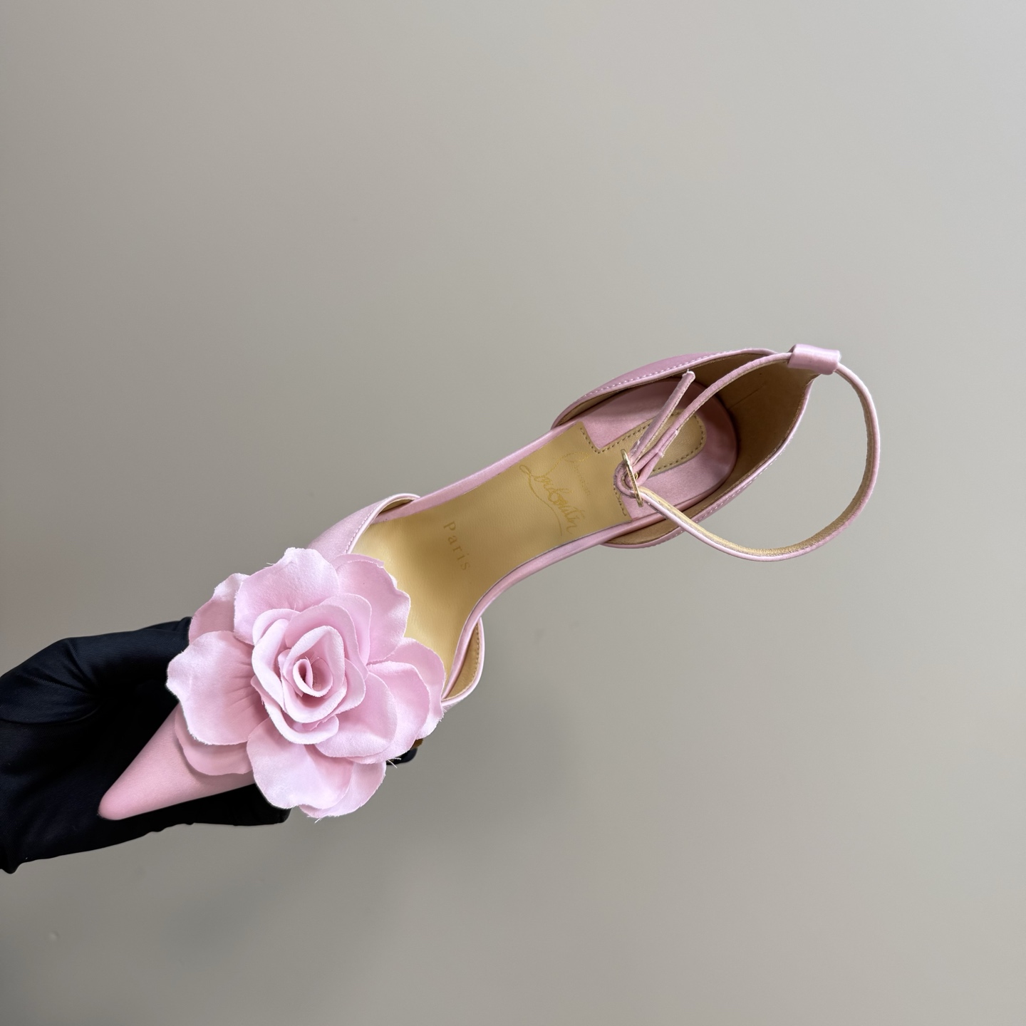 Christian Louboutin Pink Silk Flower Embellished Heels Ankle Strap Pumps 9 i1743423490196 6508 0 7