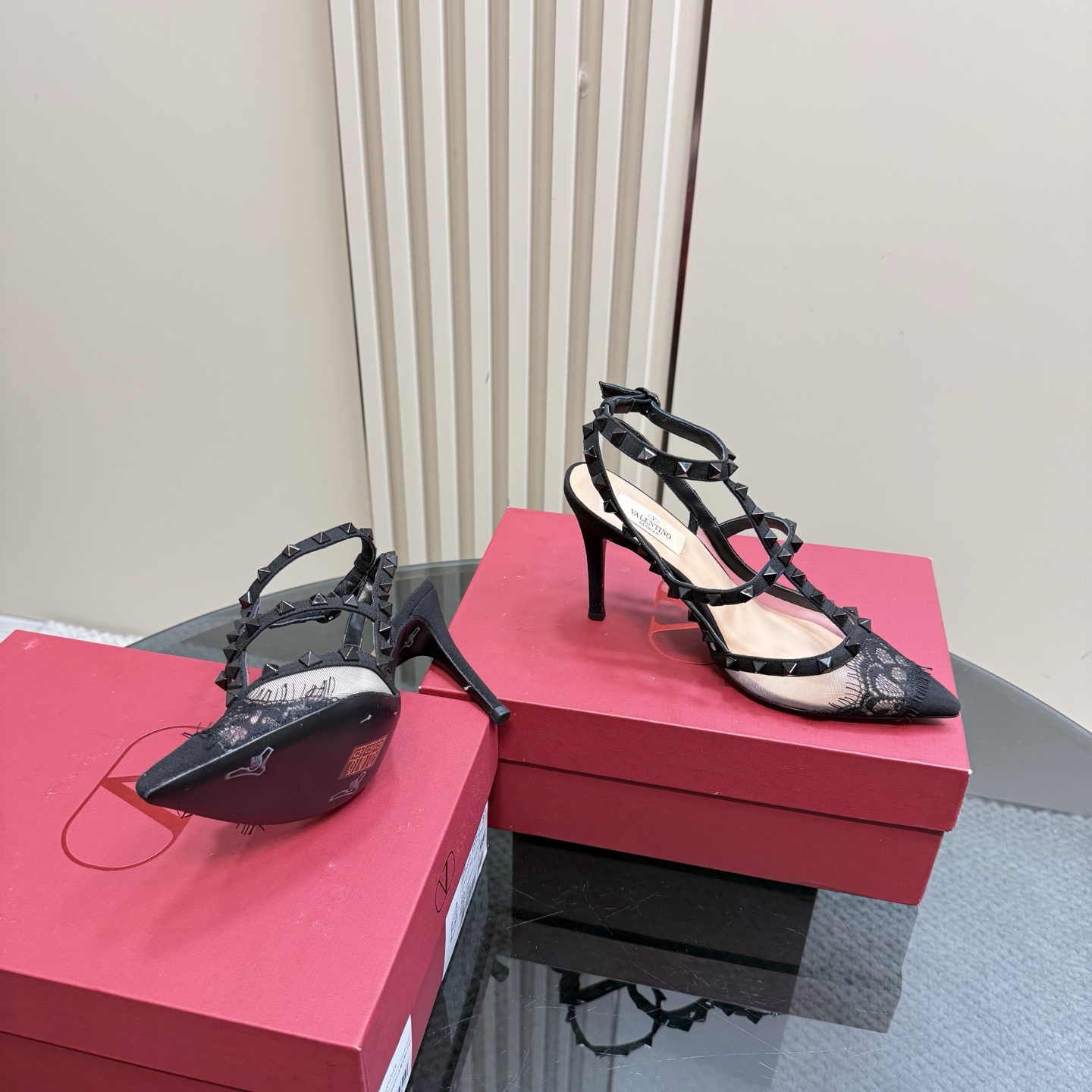 Valentino Garavani Rockstud Lace Pointed-Toe Heels, Black, Size 35-39 8 i1743835194592 4647 0 5