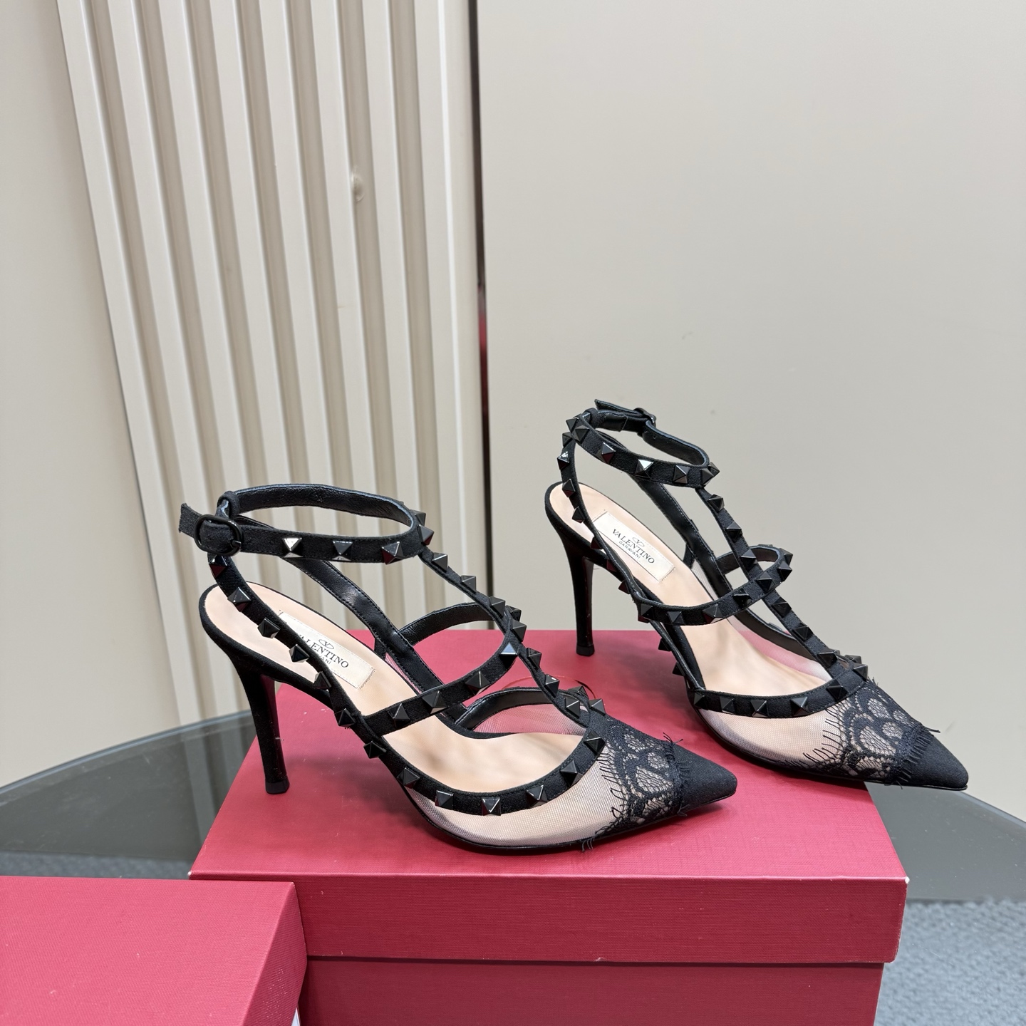 Valentino Garavani Rockstud Lace Pointed-Toe Heels, Black, Size 35-39 6 i1743835195543 8449 0 3