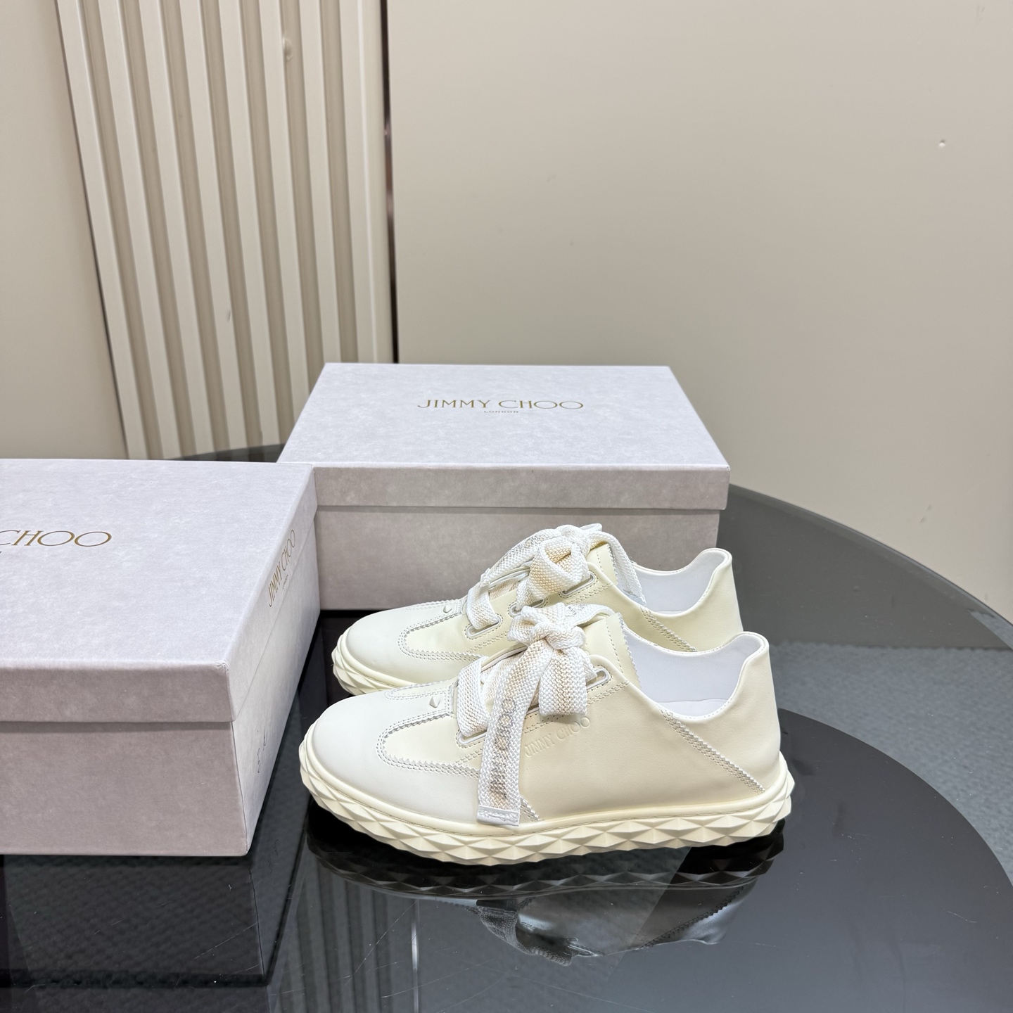 Jimmy Choo Diamond-Sole Leather Sneakers - Stylish Casual Footwear 3 i1743838803679 12 0 0