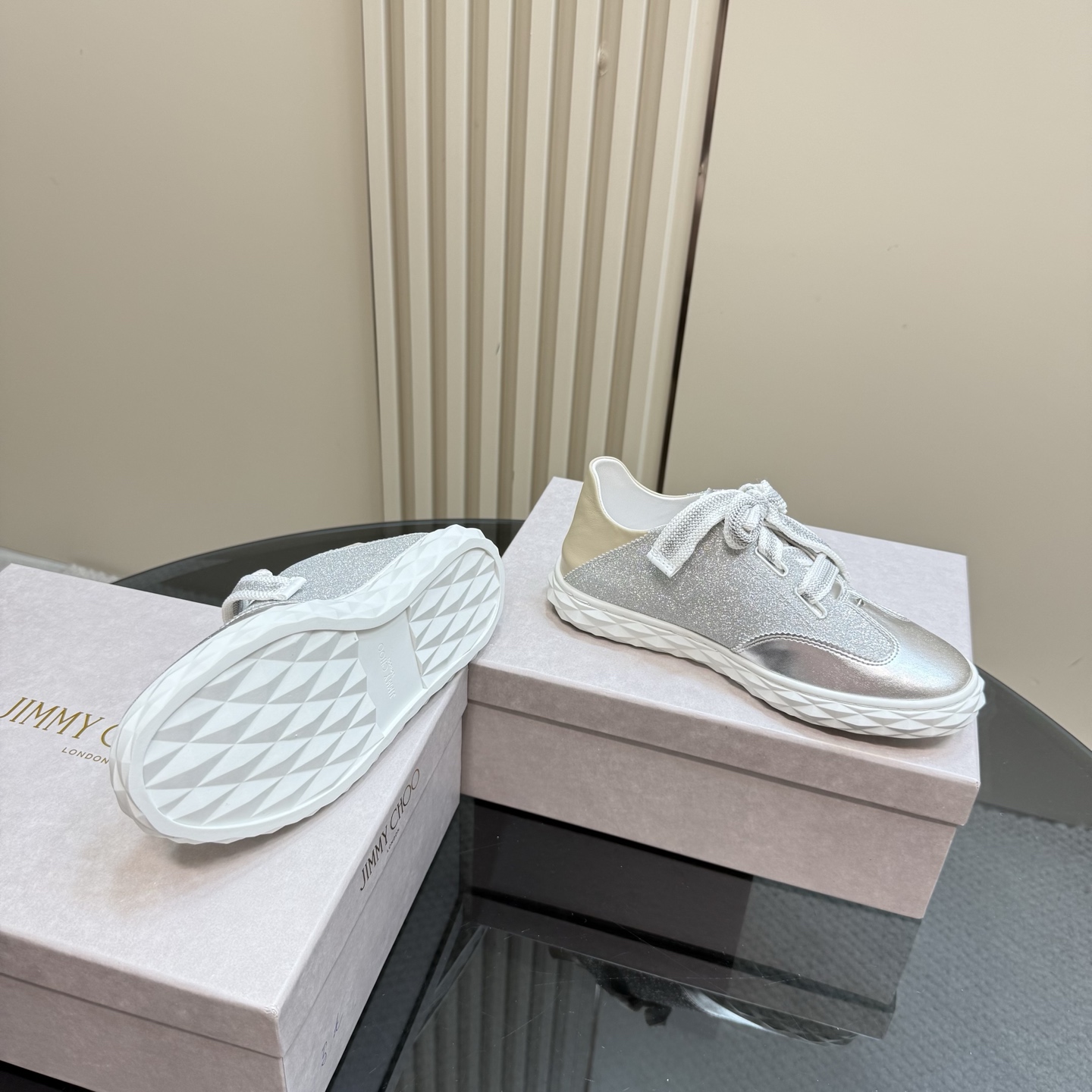 Jimmy Choo Diamond Sneakers - Silver Glitter Low Top Casual Shoes 9 i1743838875588 8217 0 6