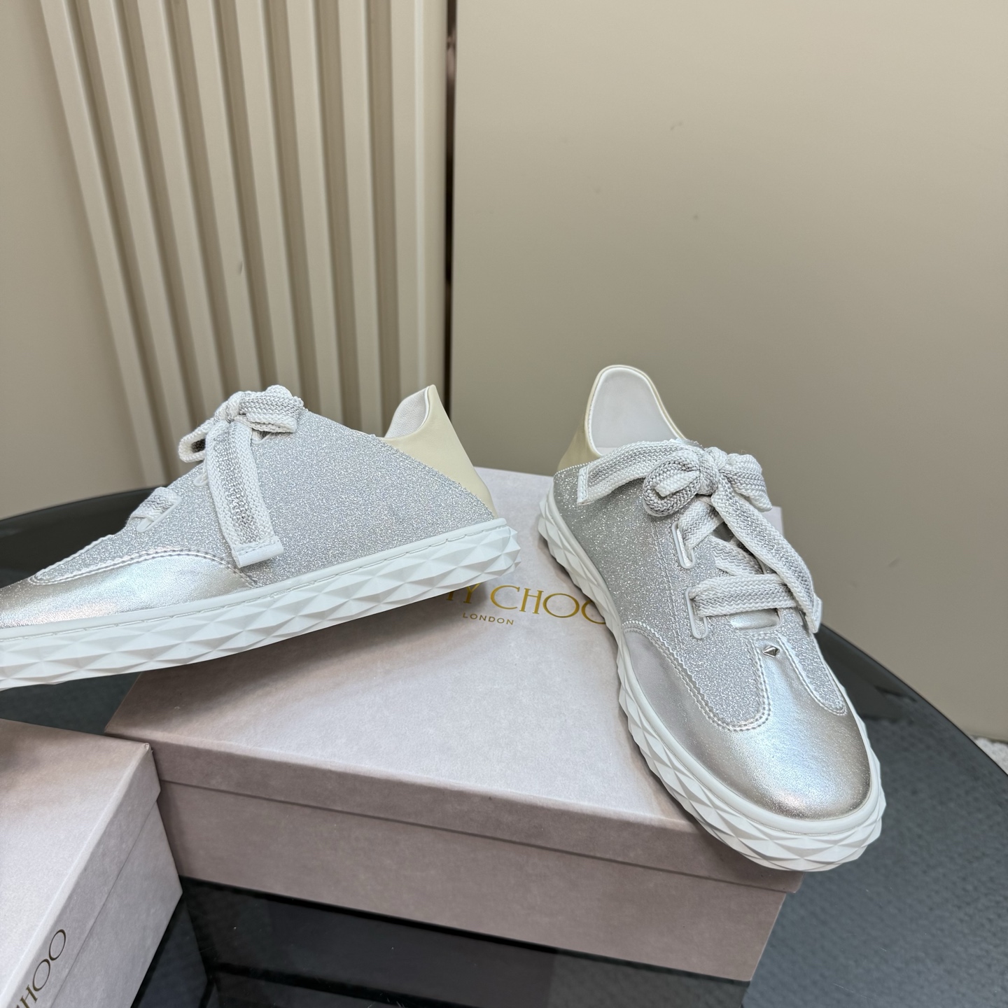 Jimmy Choo Diamond Sneakers - Silver Glitter Low Top Casual Shoes 5 i1743838875599 2966 0 2