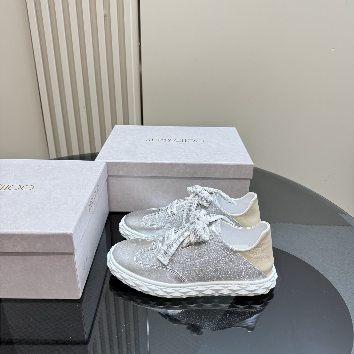Jimmy Choo Diamond Sneakers - Silver Glitter Low Top Casual Shoes 3 i1743838876484 9053 0 0