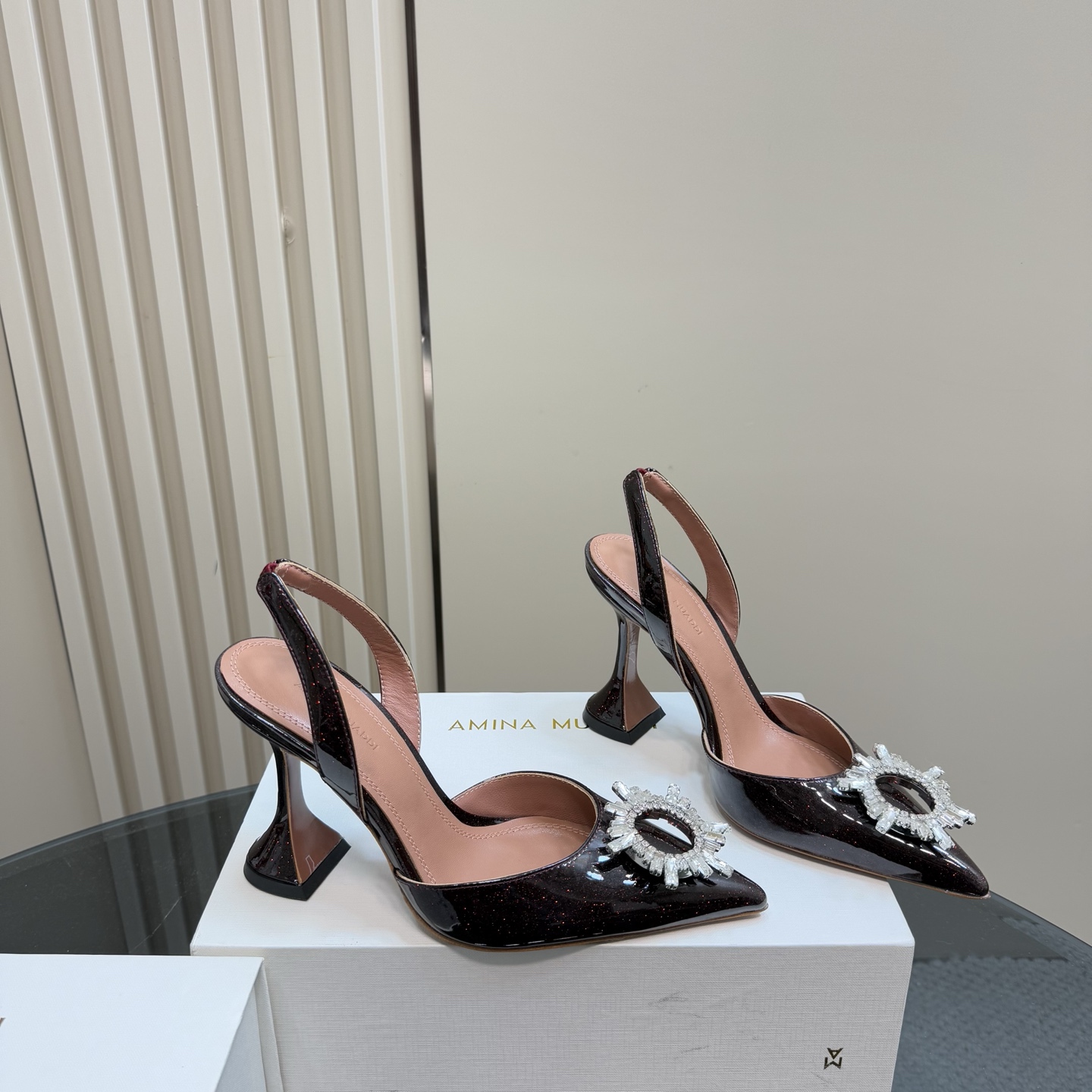 Amina Muaddi High Heel Sandals with Rhinestone Buckle, Elegant Slingback Pumps 6 i1744187957439 6830 0 3