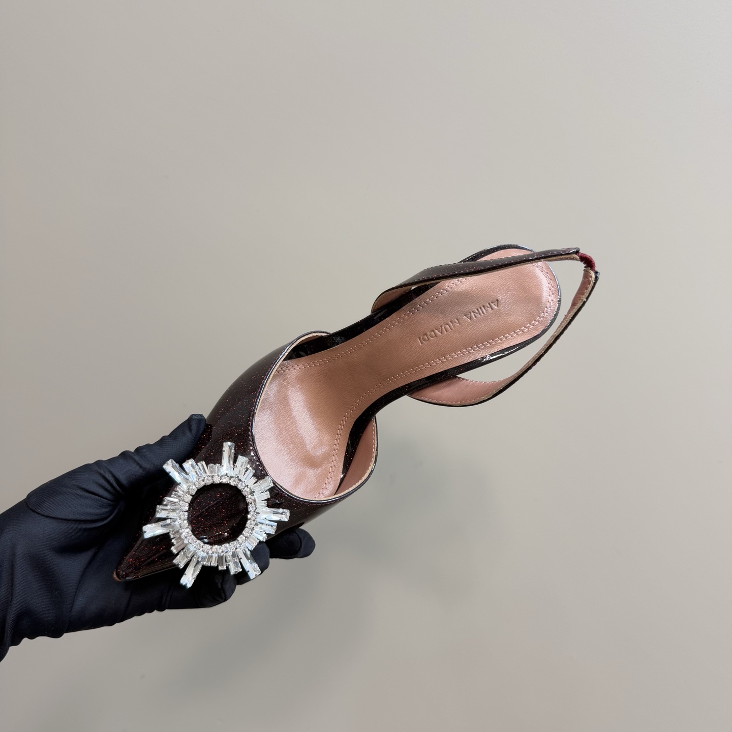 Amina Muaddi High Heel Sandals with Rhinestone Buckle, Elegant Slingback Pumps 9 i1744187957452 7472 0 7