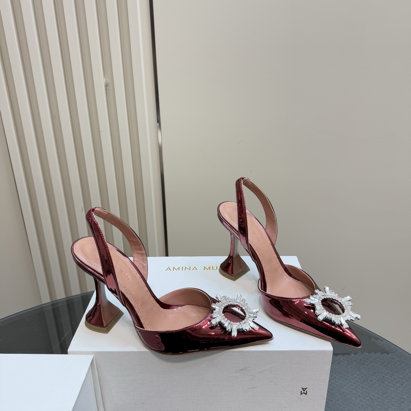 Amina Muaddi Women's Slingback Heels with Crystal Embellishment 6 i1744188065296 2377 0 3
