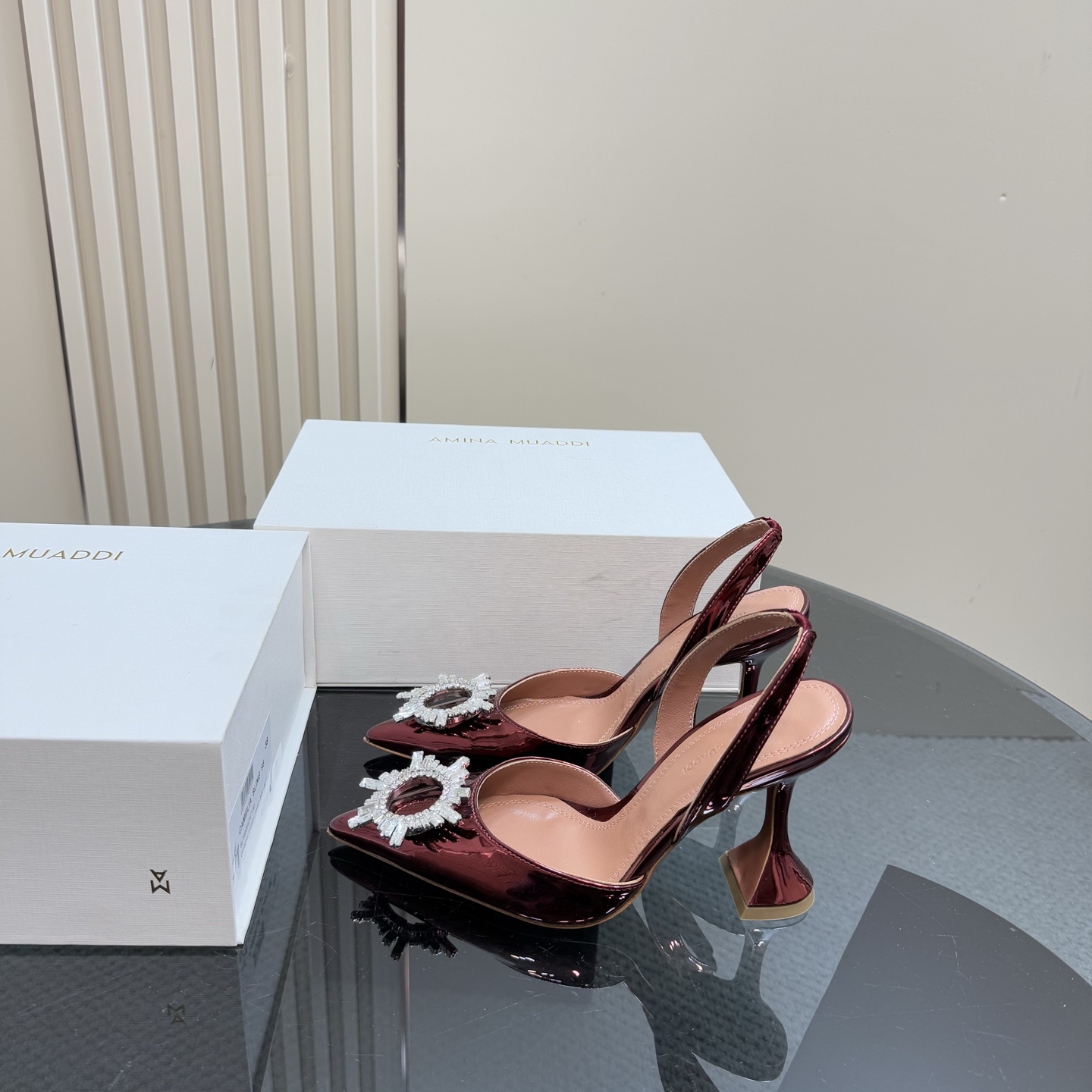Amina Muaddi Women's Slingback Heels with Crystal Embellishment 3 i1744188066249 3093 0 0