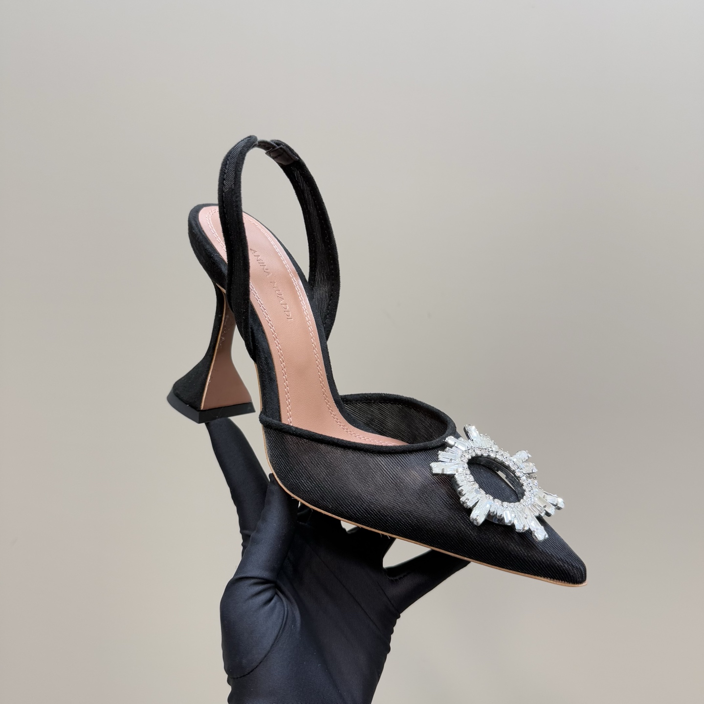 Amina Muaddi Black Slingback Heels with Crystal Embellishment 2 i1744188340144 346 0 6