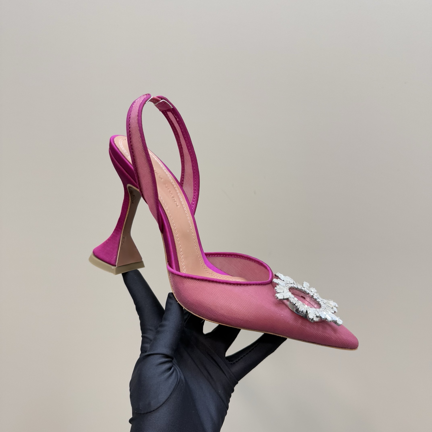 Amina Muaddi Pink Crystal Embellished Slingback Heels, Size 35-39 2 i1744188379954 309 0 6
