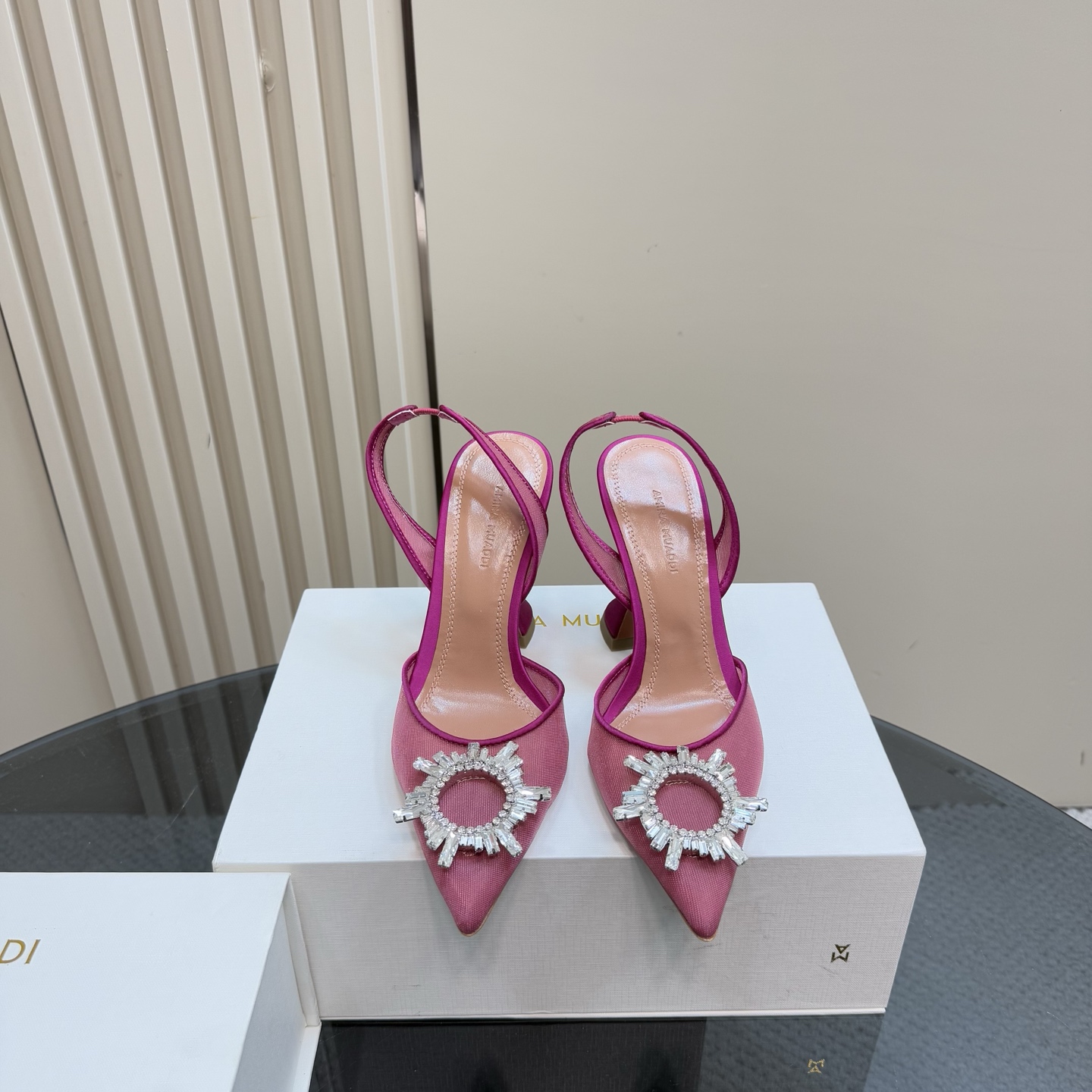 Amina Muaddi Pink Crystal Embellished Slingback Heels, Size 35-39 4 i1744188381529 9379 0 1